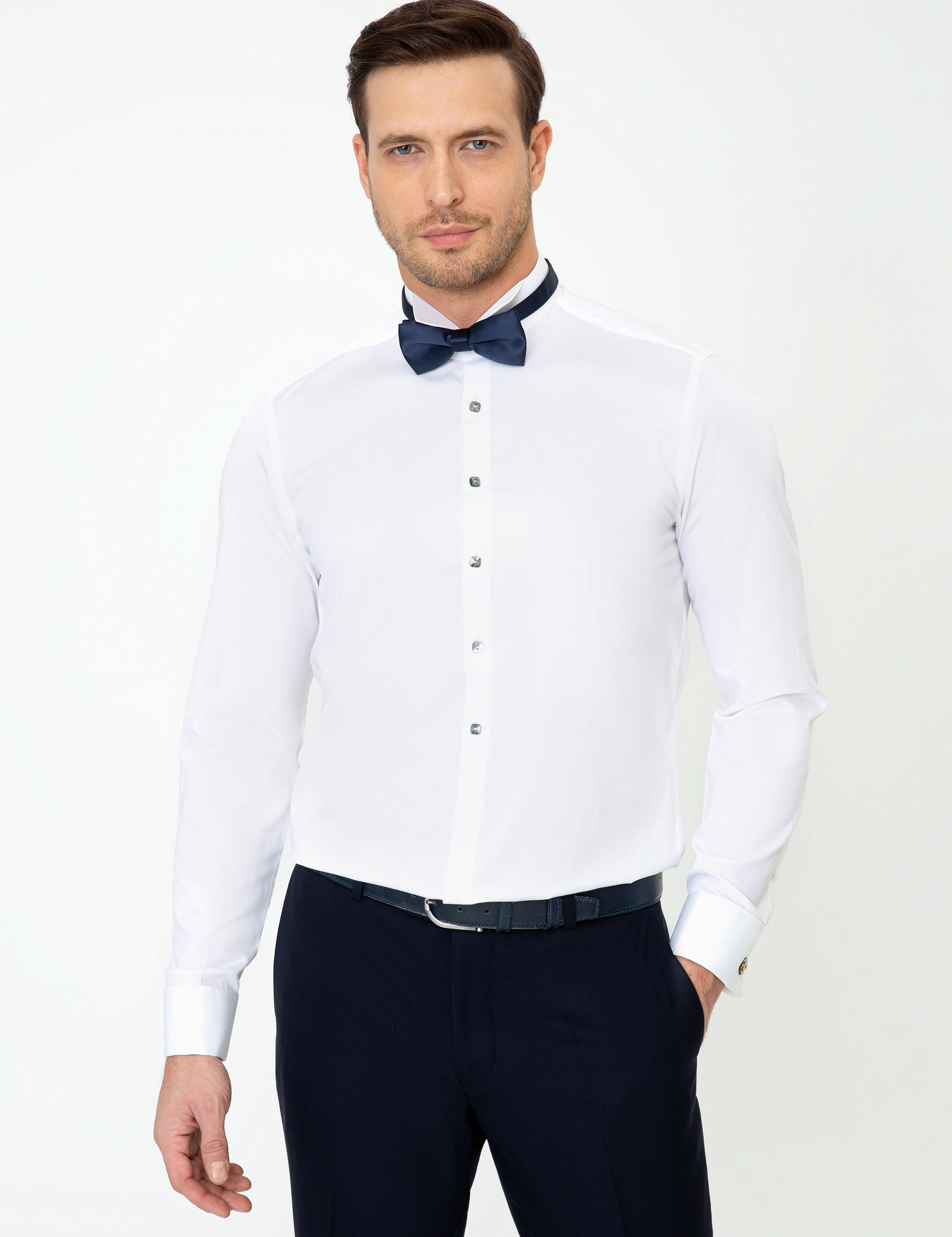 Beyaz Slim Fit Smokin Gömlek - 50223250011