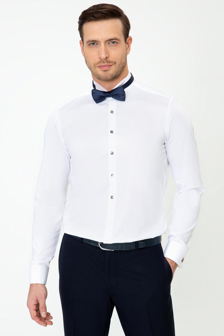 Beyaz Slim Fit Smokin Gömlek - 50223250011