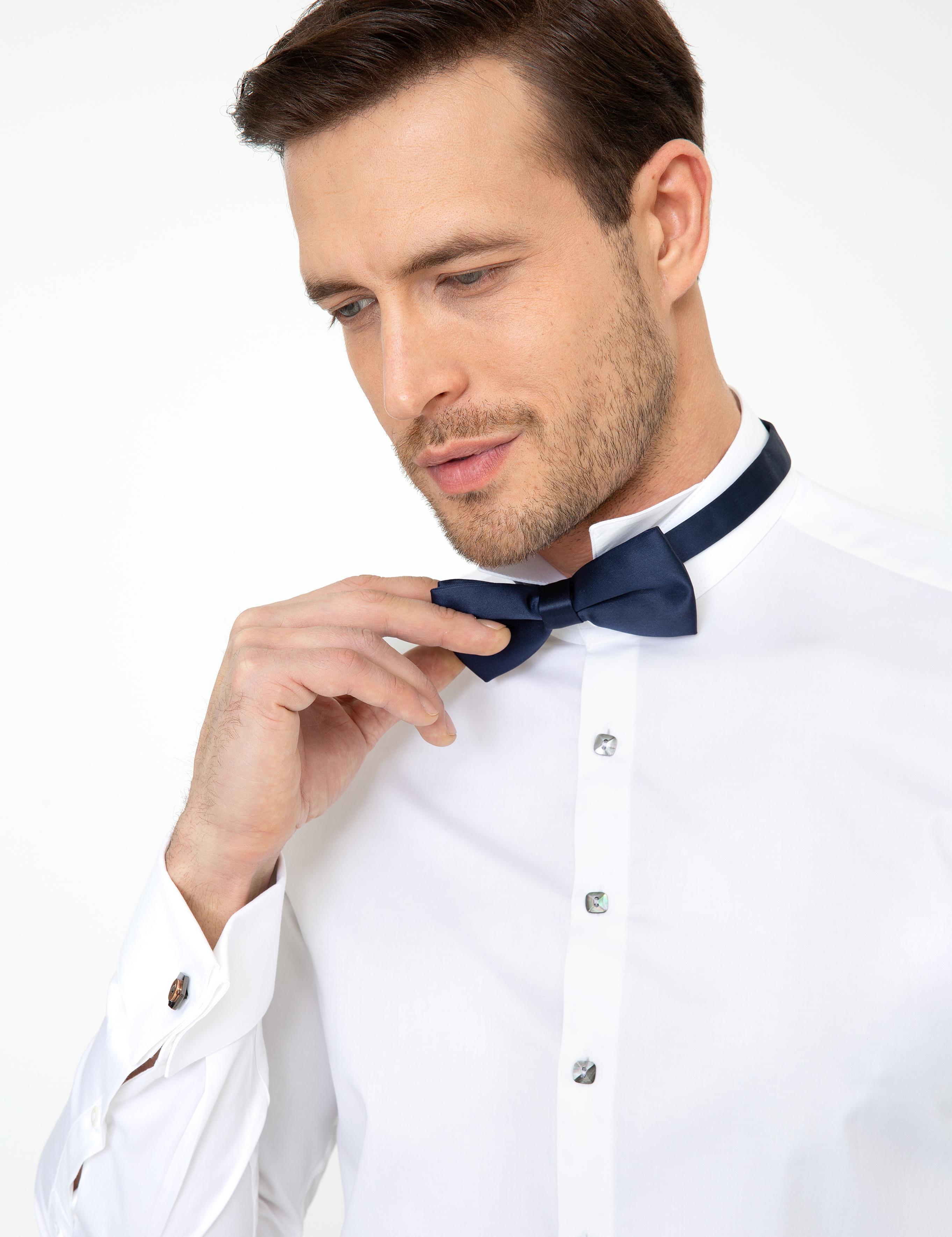Beyaz Slim Fit Smokin Gömlek - 50223250011