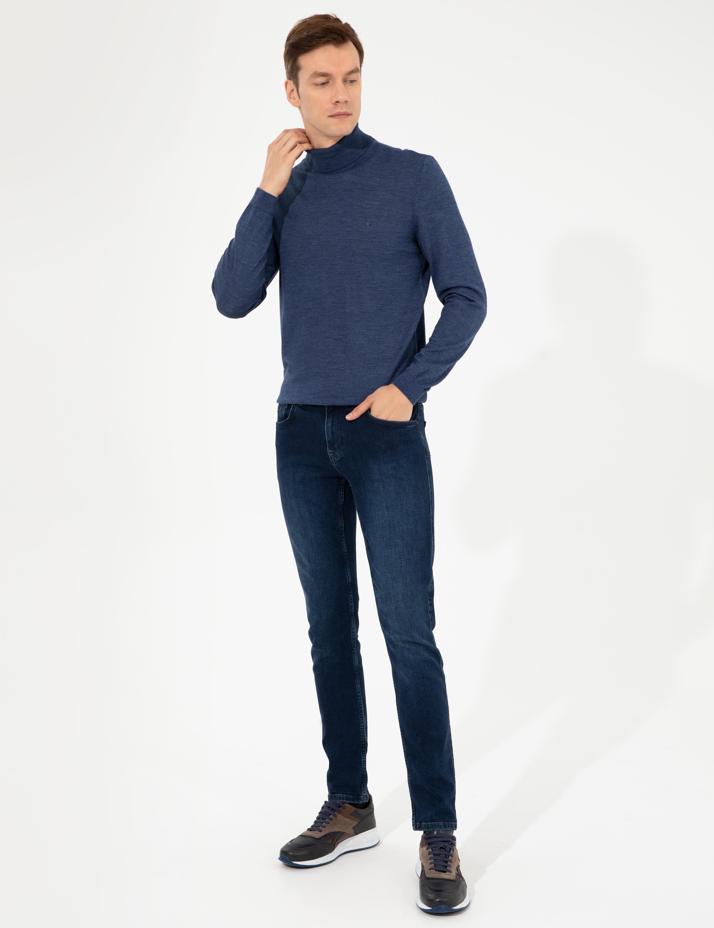 İndigo Slim Fit Balıkçı Yaka Basic Triko Kazak - 50227794092