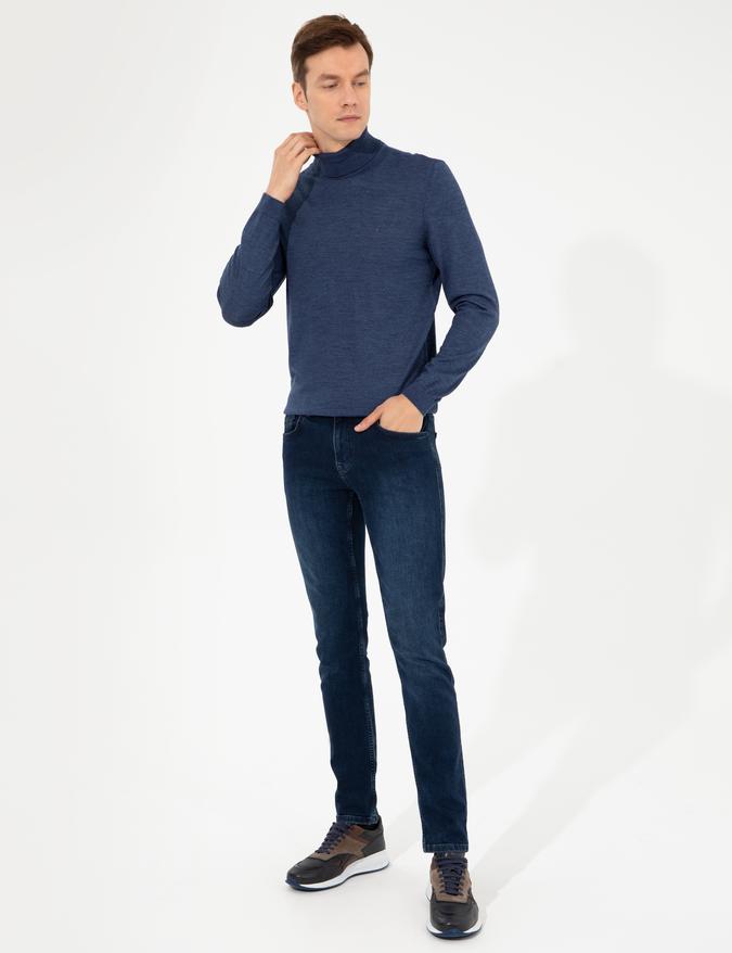 İndigo Slim Fit Balıkçı Yaka Basic Triko Kazak