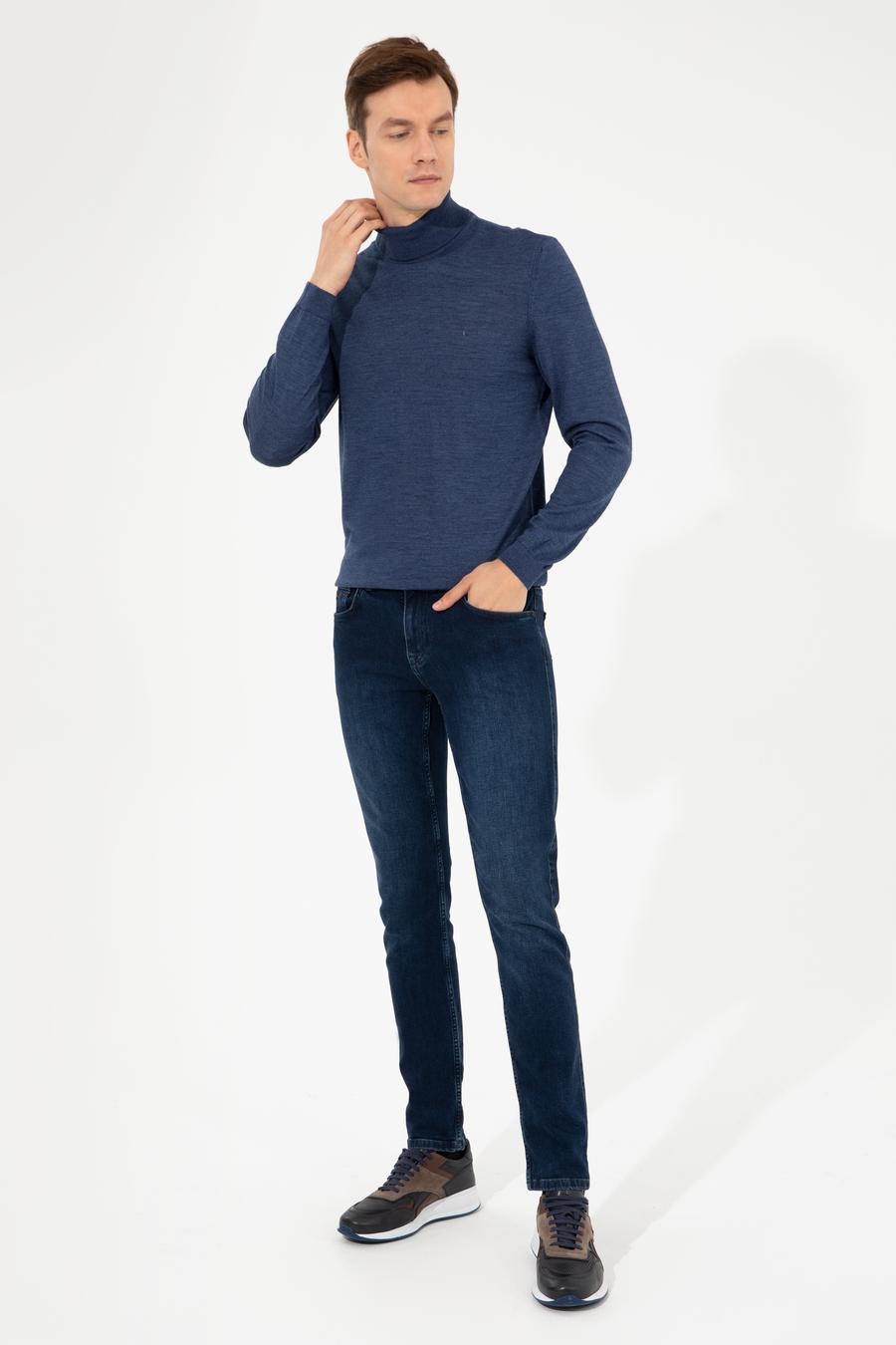 İndigo Slim Fit Balıkçı Yaka Basic Triko Kazak - 50227794092
