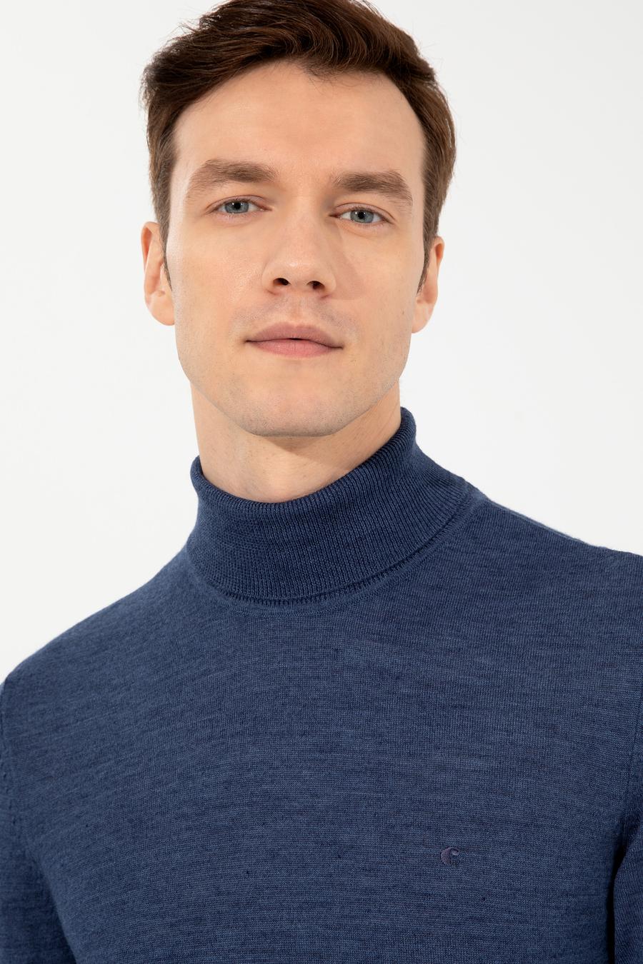 İndigo Slim Fit Balıkçı Yaka Basic Triko Kazak - 50227794092