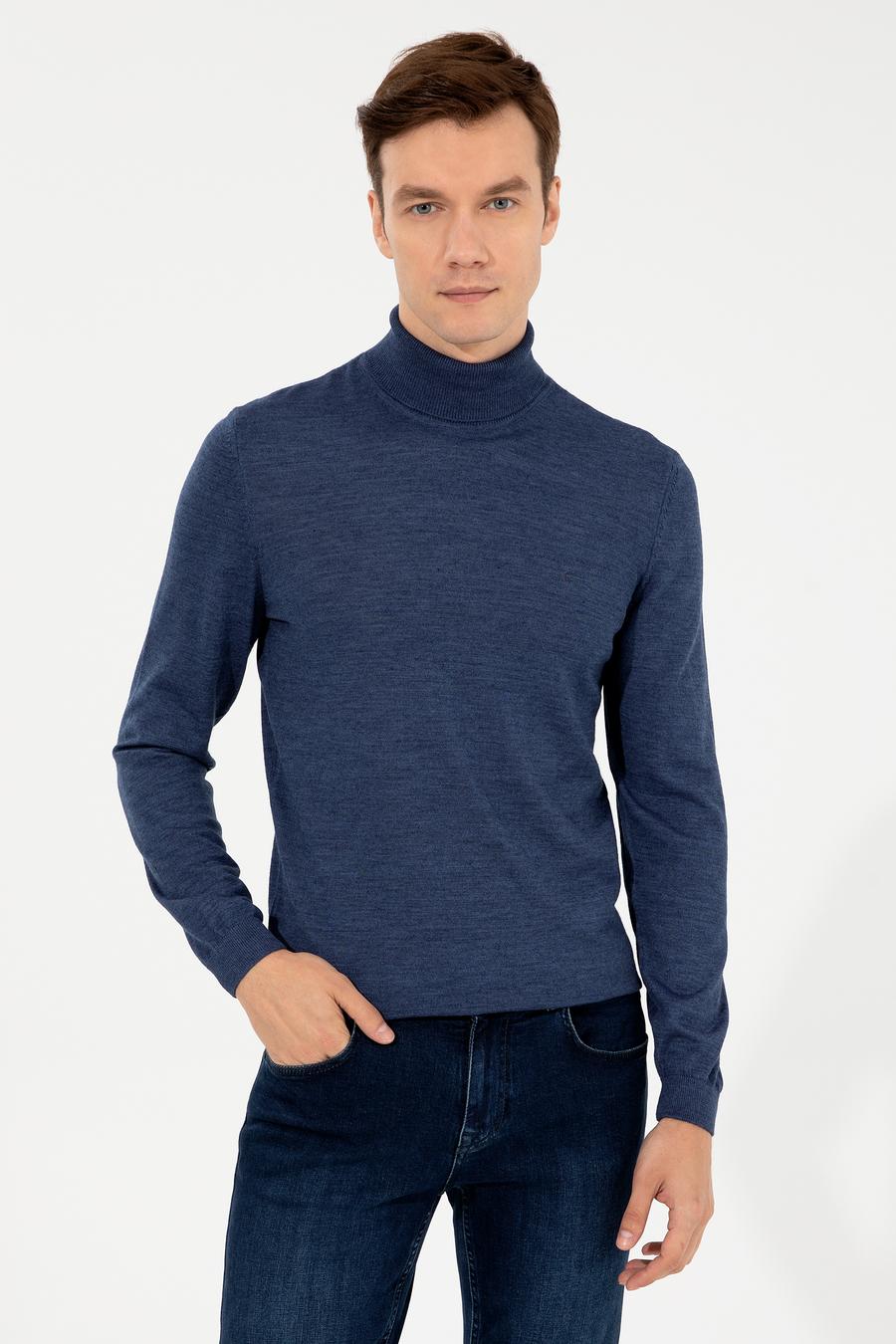 İndigo Slim Fit Balıkçı Yaka Basic Triko Kazak - 50227794092