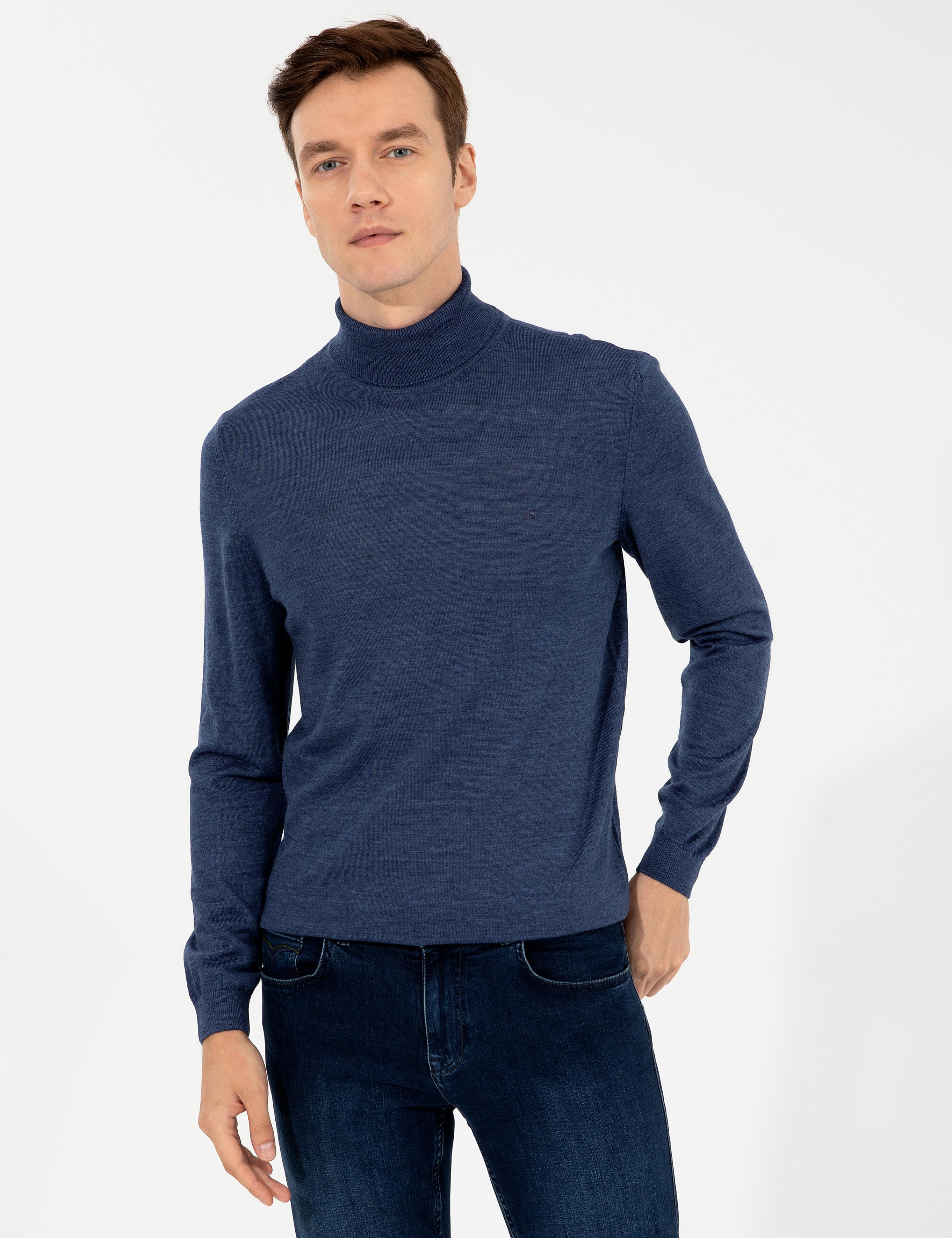 İndigo Slim Fit Balıkçı Yaka Basic Triko Kazak - 50227794092