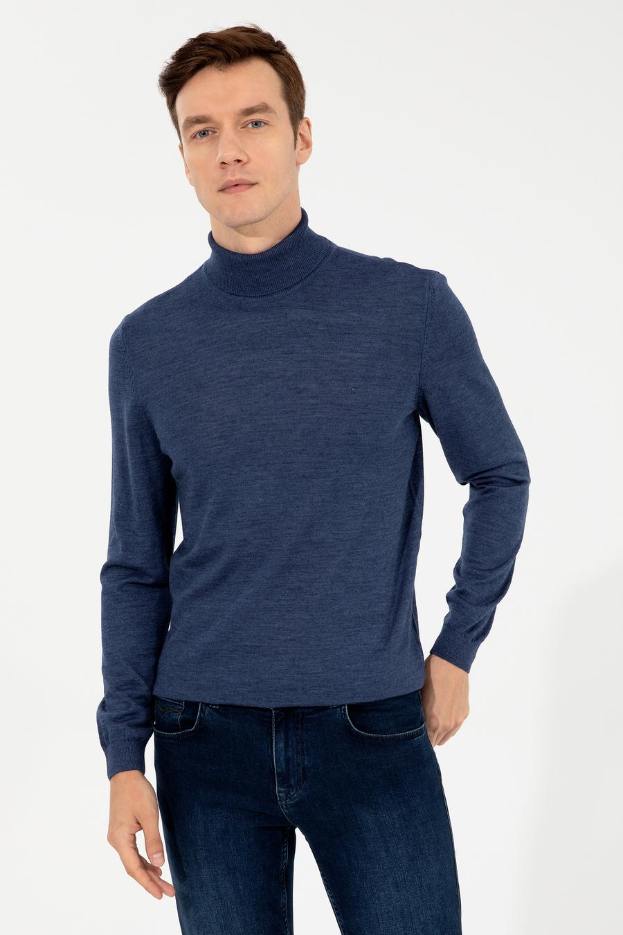 İndigo Slim Fit Balıkçı Yaka Basic Triko Kazak - 50227794092