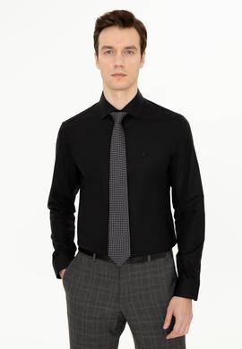 Siyah Slim Fit Uzun Kollu Basic Gömlek