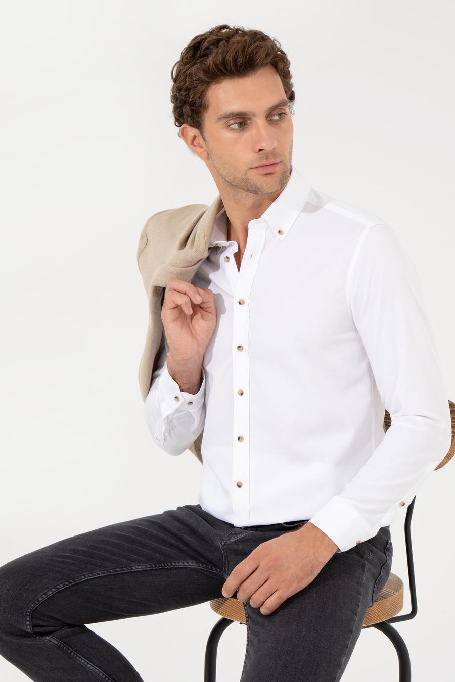 Beyaz Slim Fit Uzun Kollu Gömlek - 50250841135