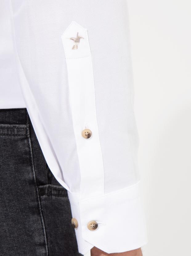 Beyaz Slim Fit Uzun Kollu Gömlek