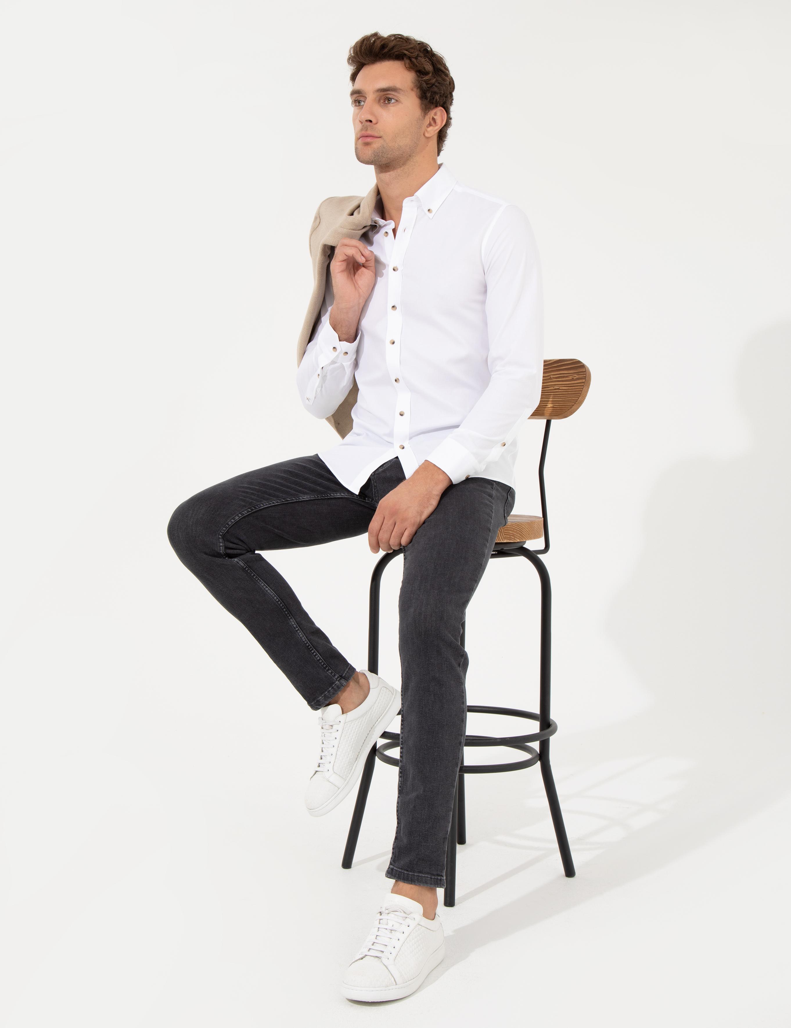 Beyaz Slim Fit Uzun Kollu Gömlek - 50250841135