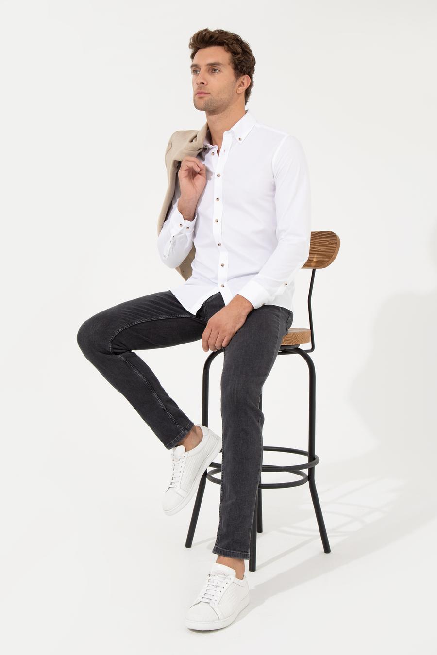 Beyaz Slim Fit Uzun Kollu Gömlek - 50250841135