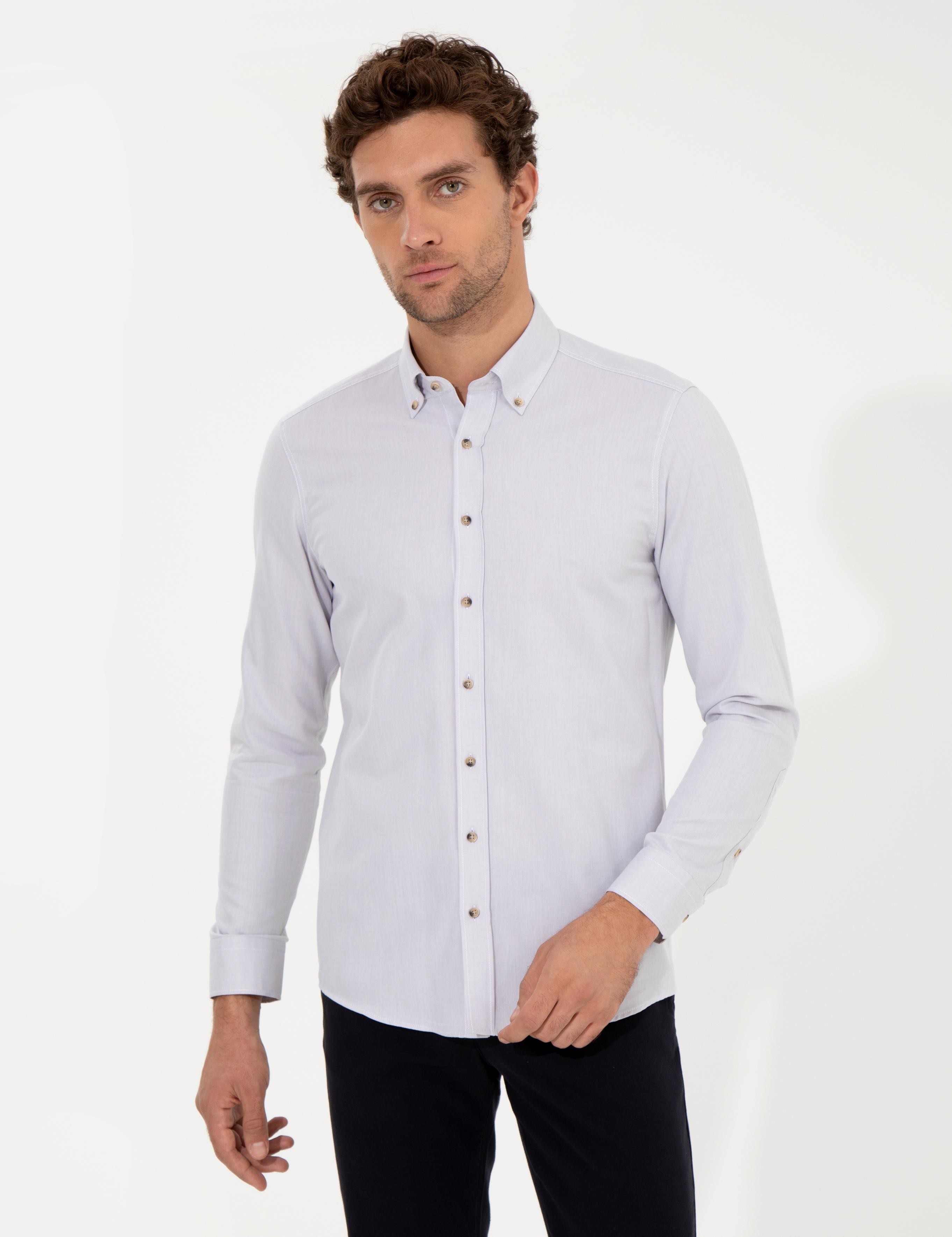 Bej Slim Fit Uzun Kollu Gömlek - 50250841157
