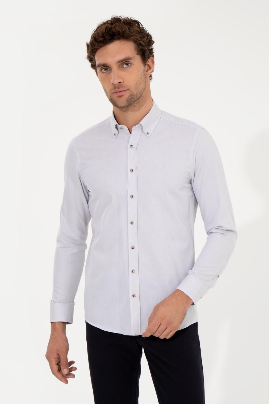 Bej Slim Fit Uzun Kollu Gömlek - 50250841157