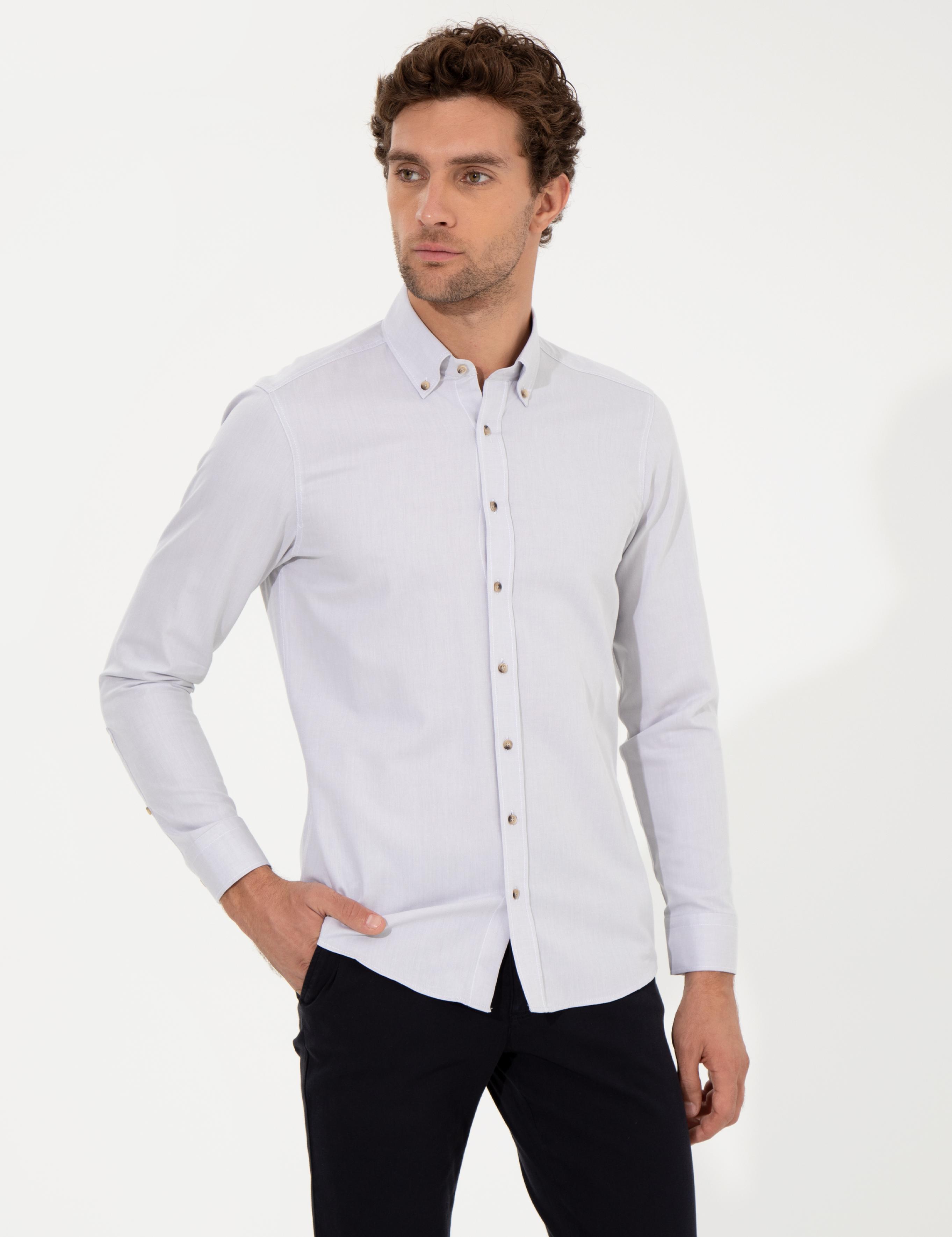 Bej Slim Fit Uzun Kollu Gömlek - 50250841157
