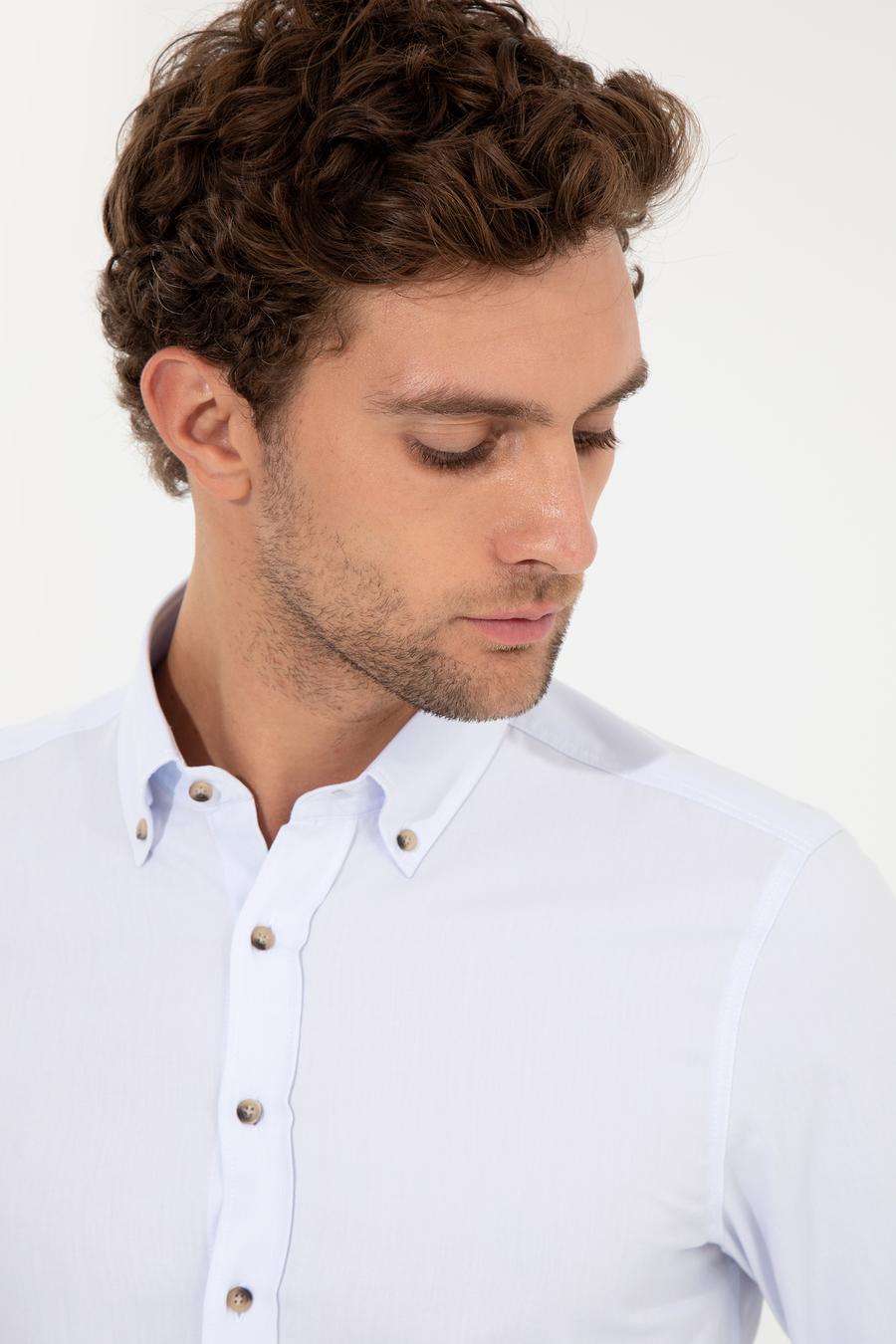 Açık Mavi Slim Fit Uzun Kollu Gömlek - 50250841169