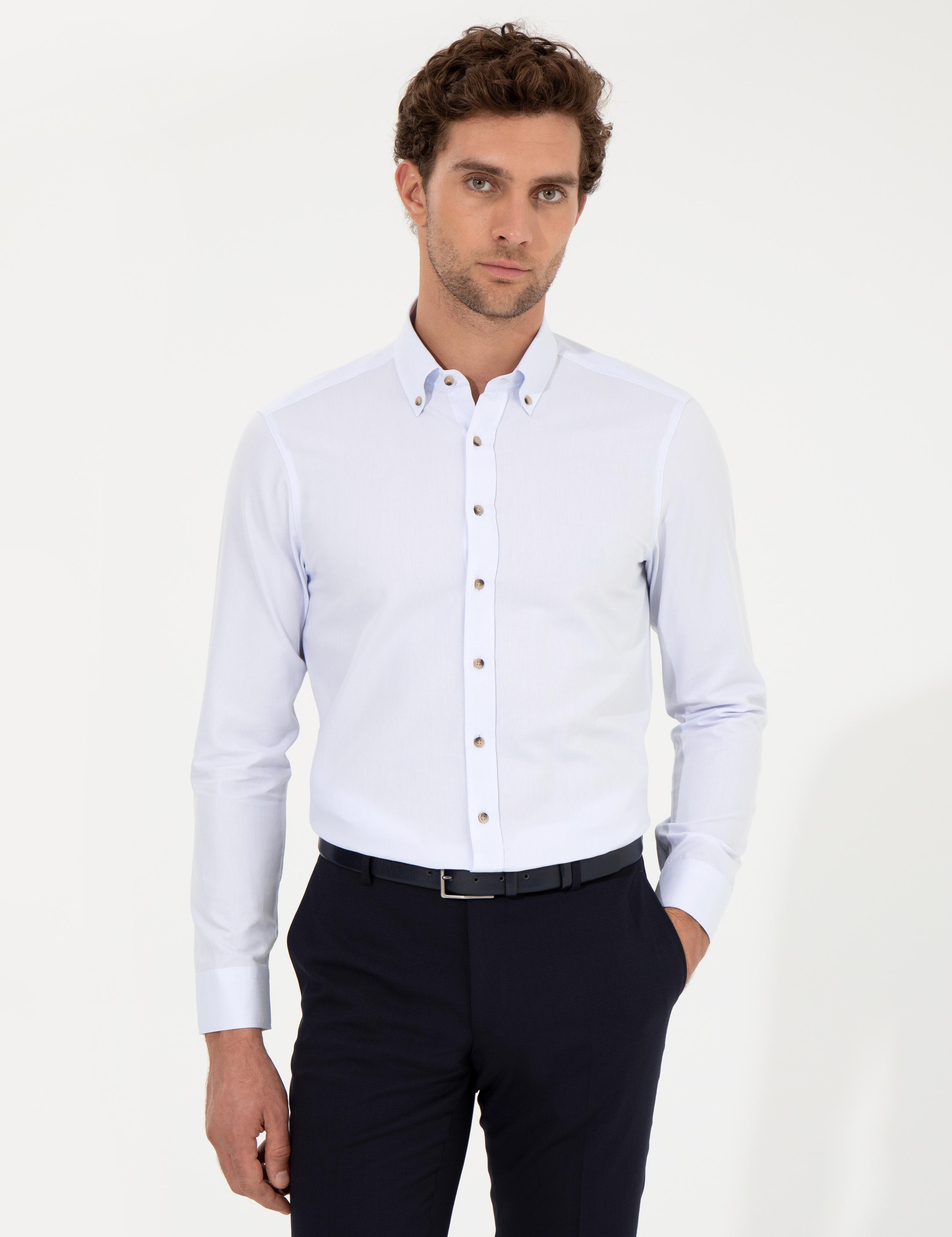 Açık Mavi Slim Fit Uzun Kollu Gömlek - 50250841169