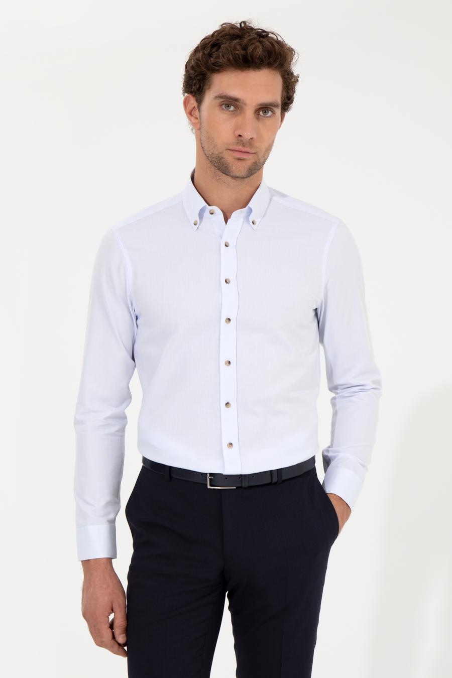 Açık Mavi Slim Fit Uzun Kollu Gömlek - 50250841169