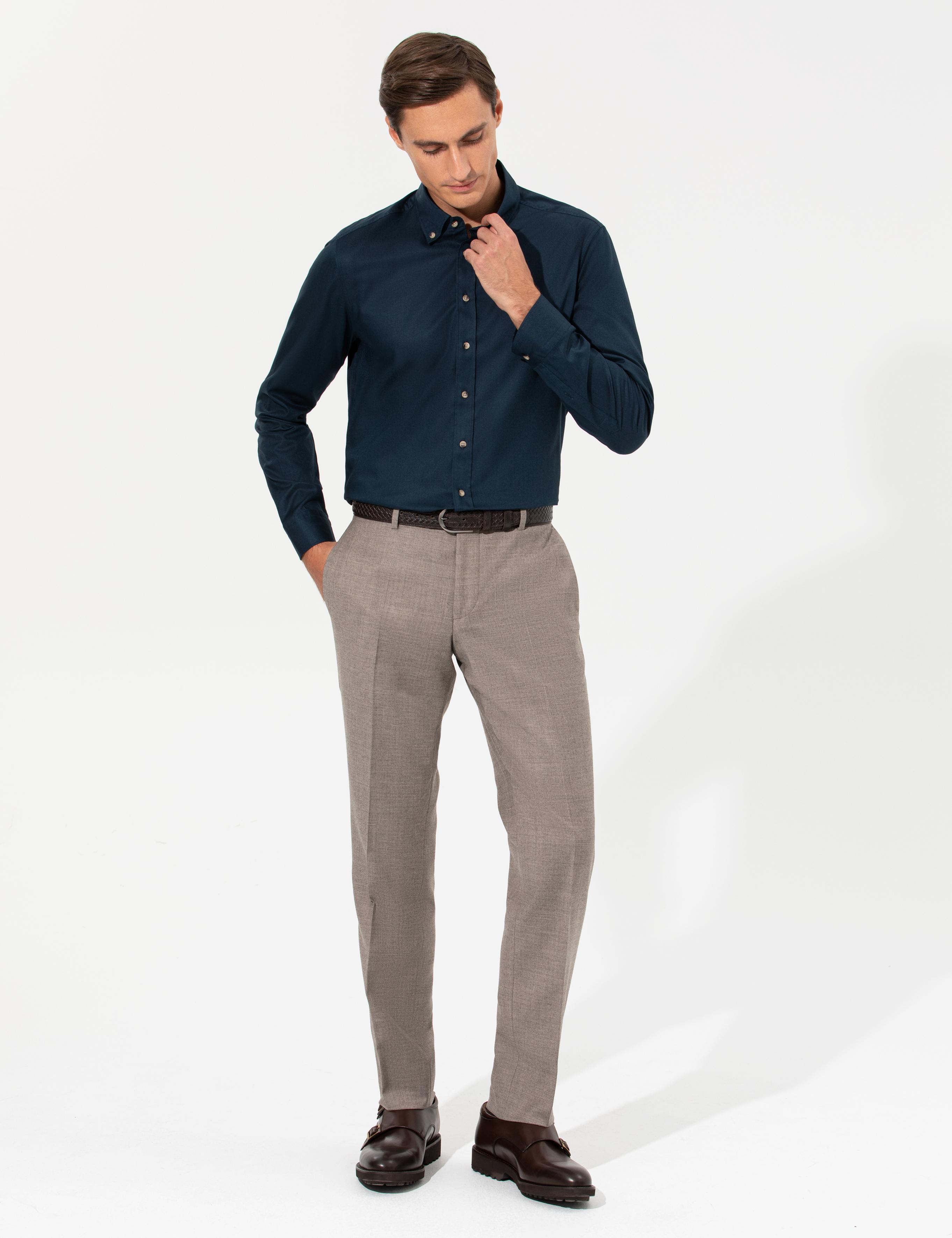Lacivert Slim Fit Uzun Kollu Gömlek - 50250841186