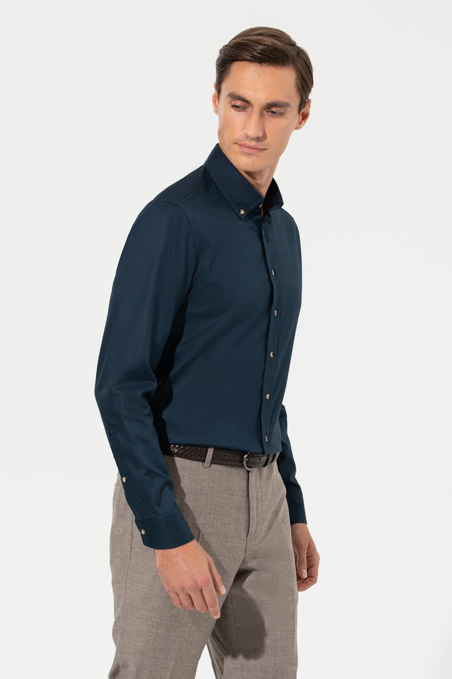 Lacivert Slim Fit Uzun Kollu Gömlek - 50250841186