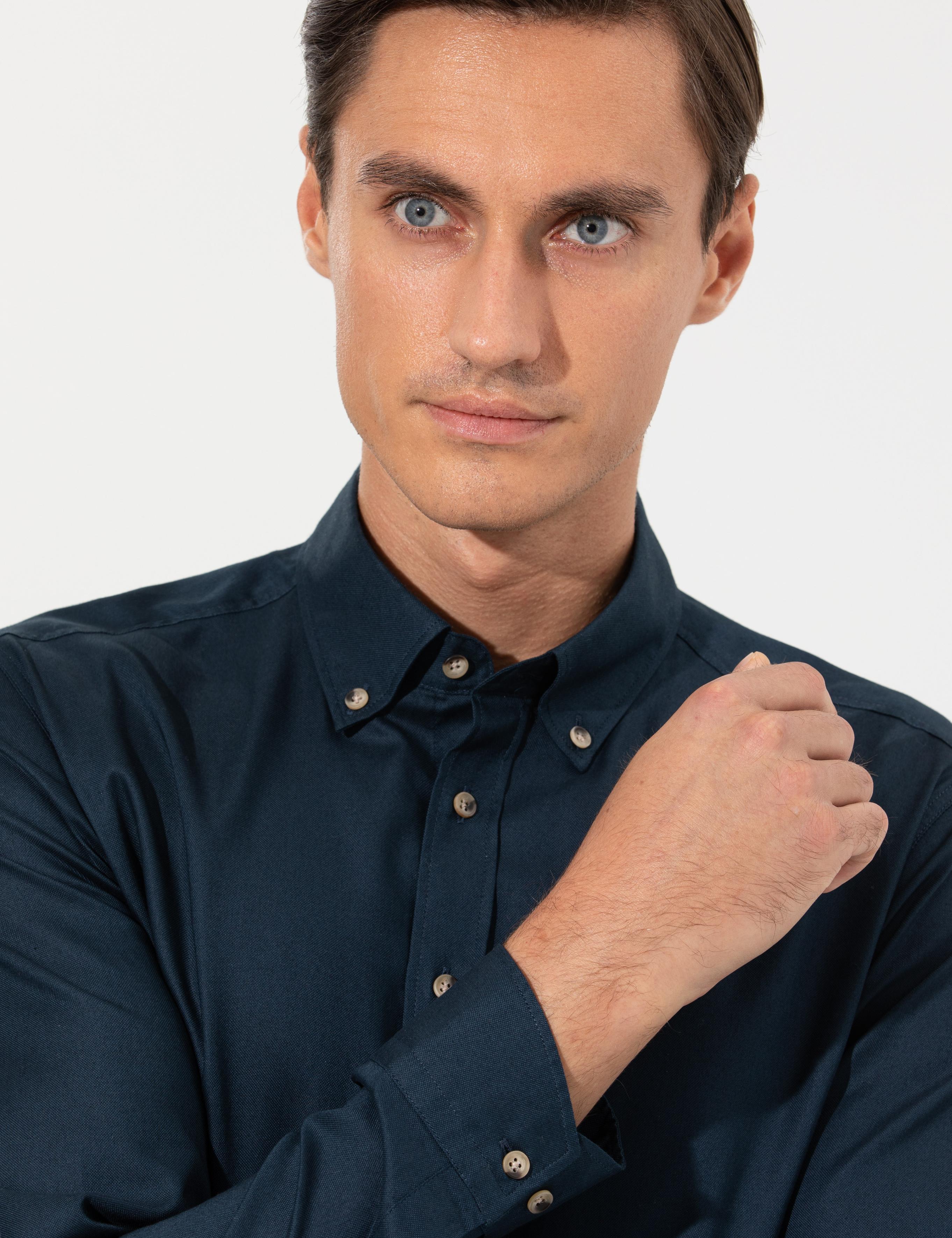 Lacivert Slim Fit Uzun Kollu Gömlek - 50250841186