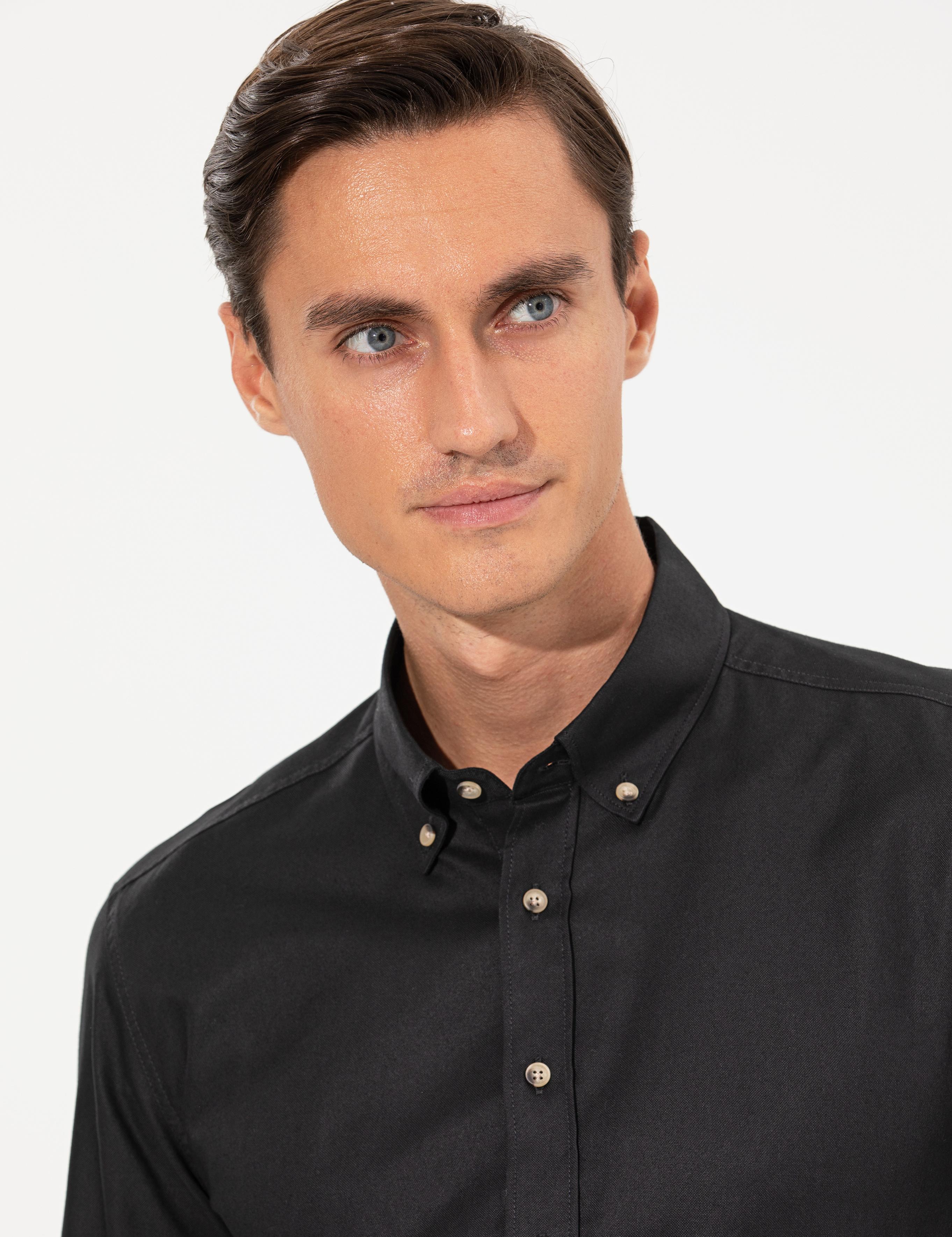 Siyah Slim Fit Uzun Kollu Gömlek - 50250841199