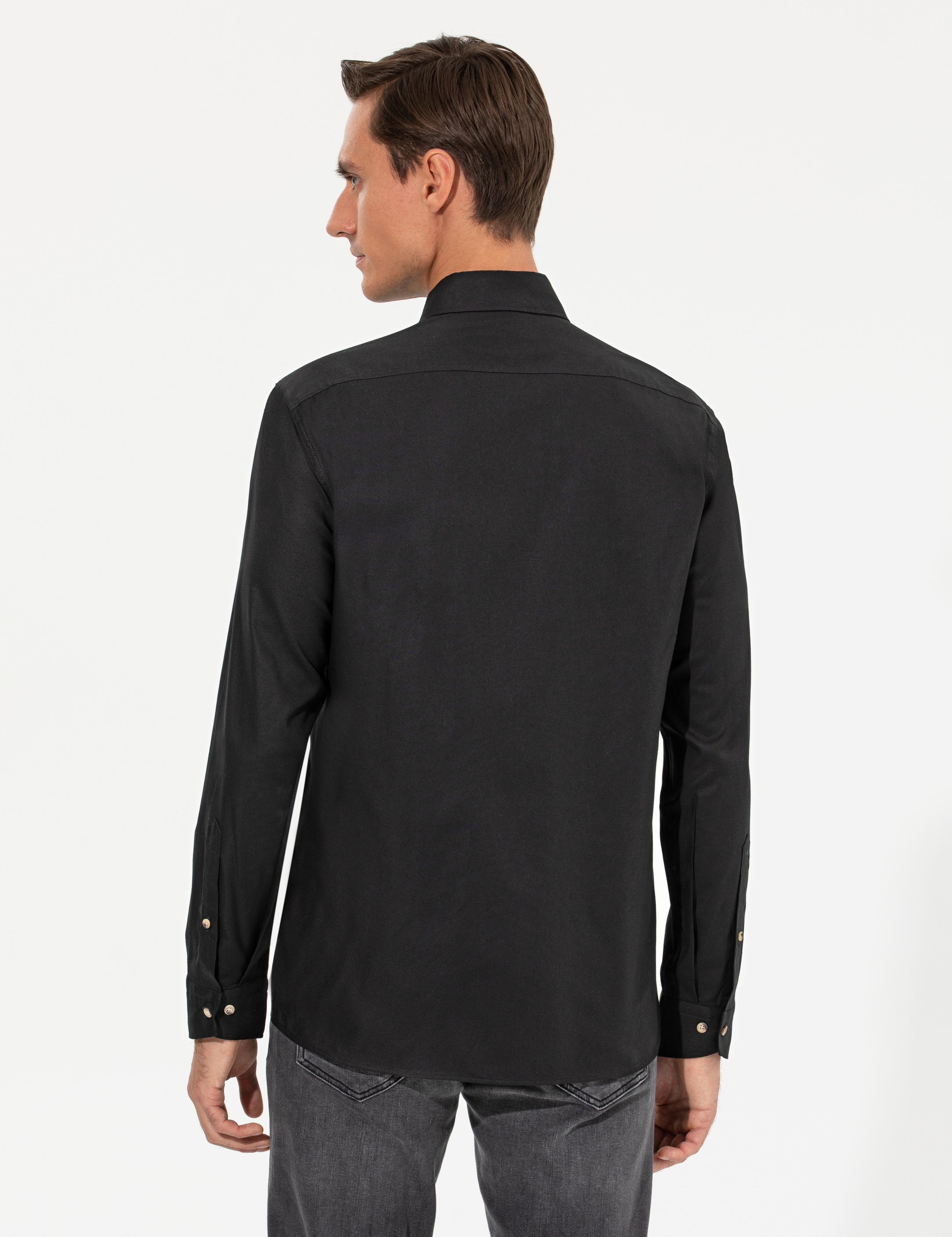 Siyah Slim Fit Uzun Kollu Gömlek - 50250841199