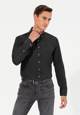 Siyah Slim Fit Uzun Kollu Gömlek
