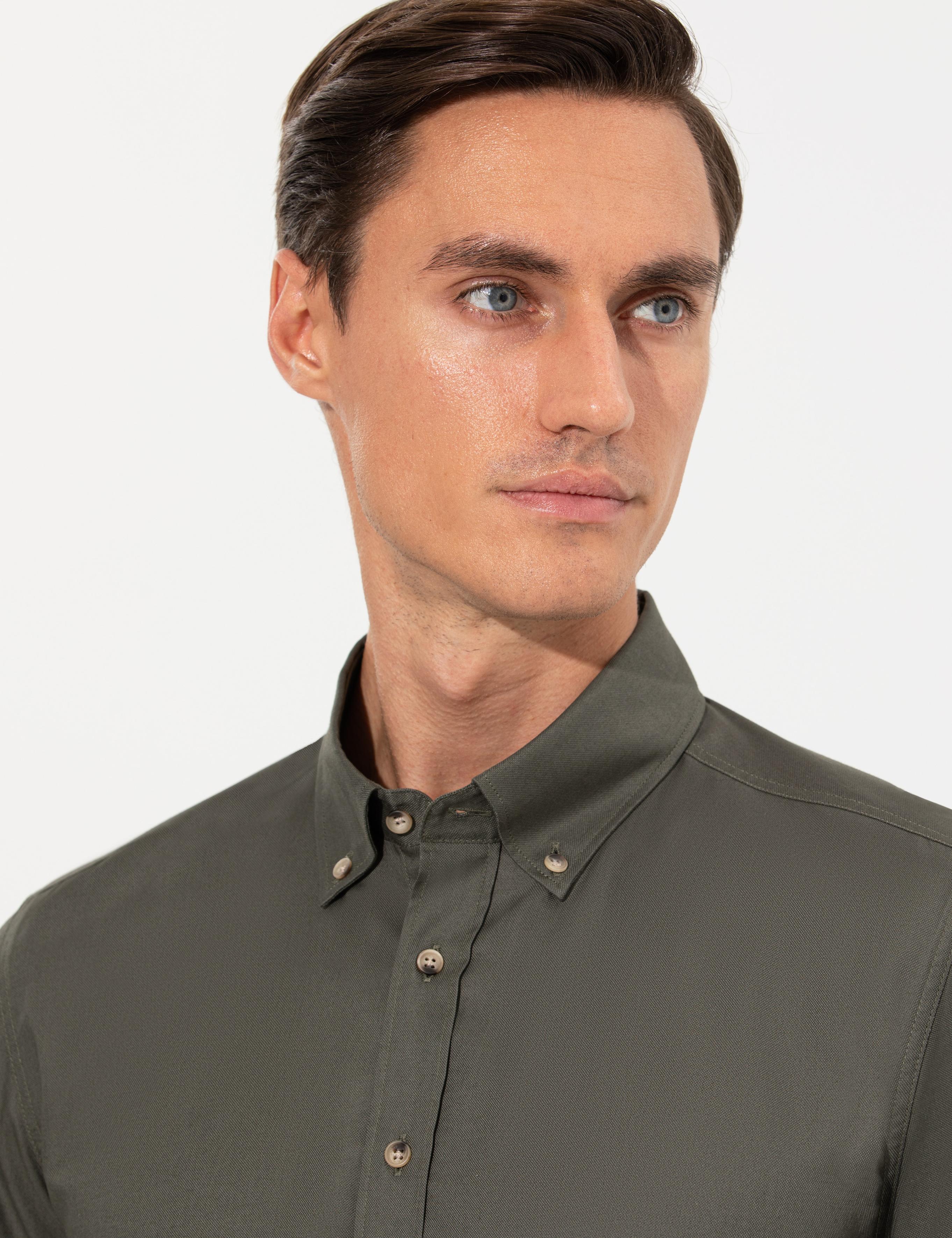 Koyu Haki Slim Fit Uzun Kollu Gömlek - 50250841214