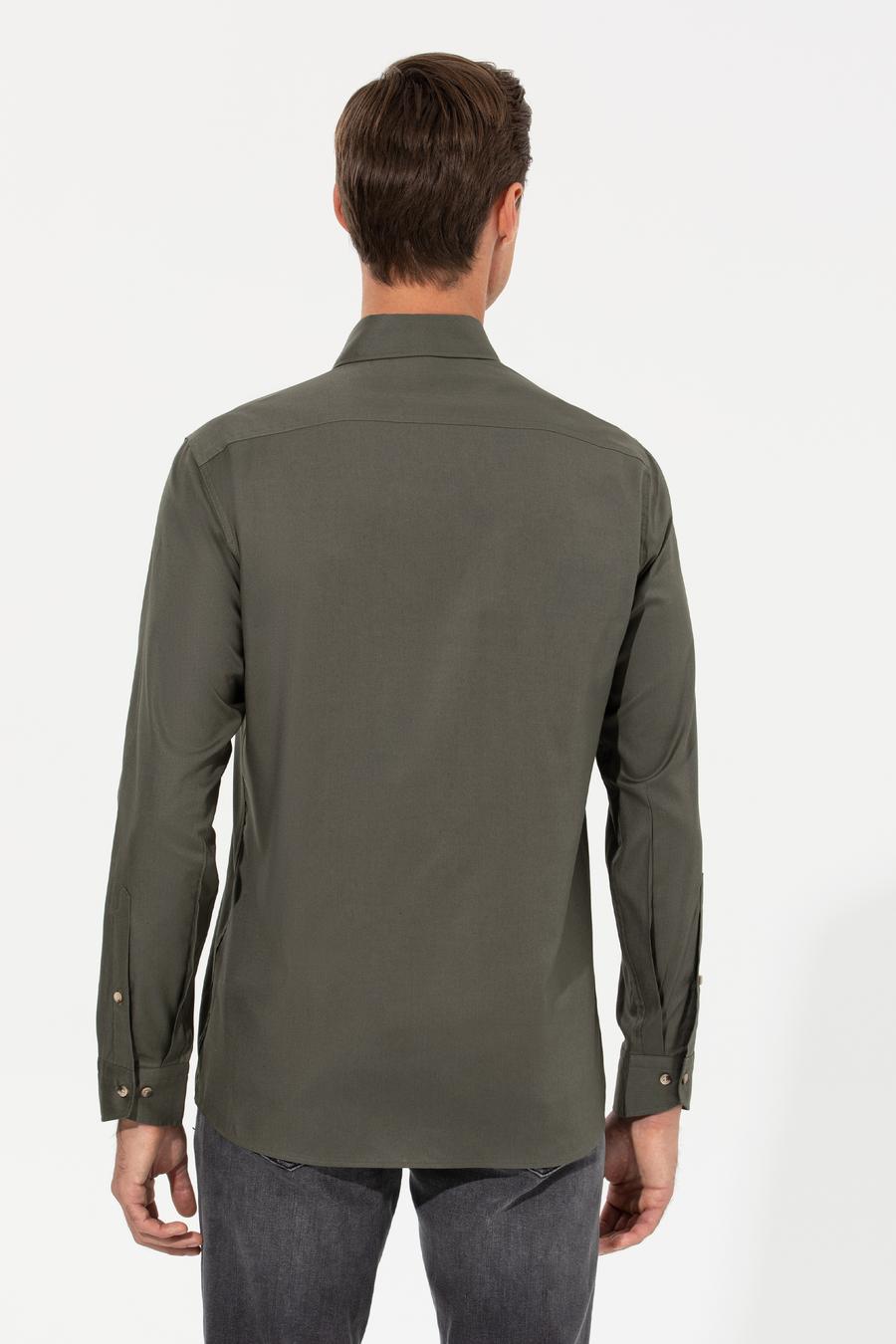 Koyu Haki Slim Fit Uzun Kollu Gömlek - 50250841214