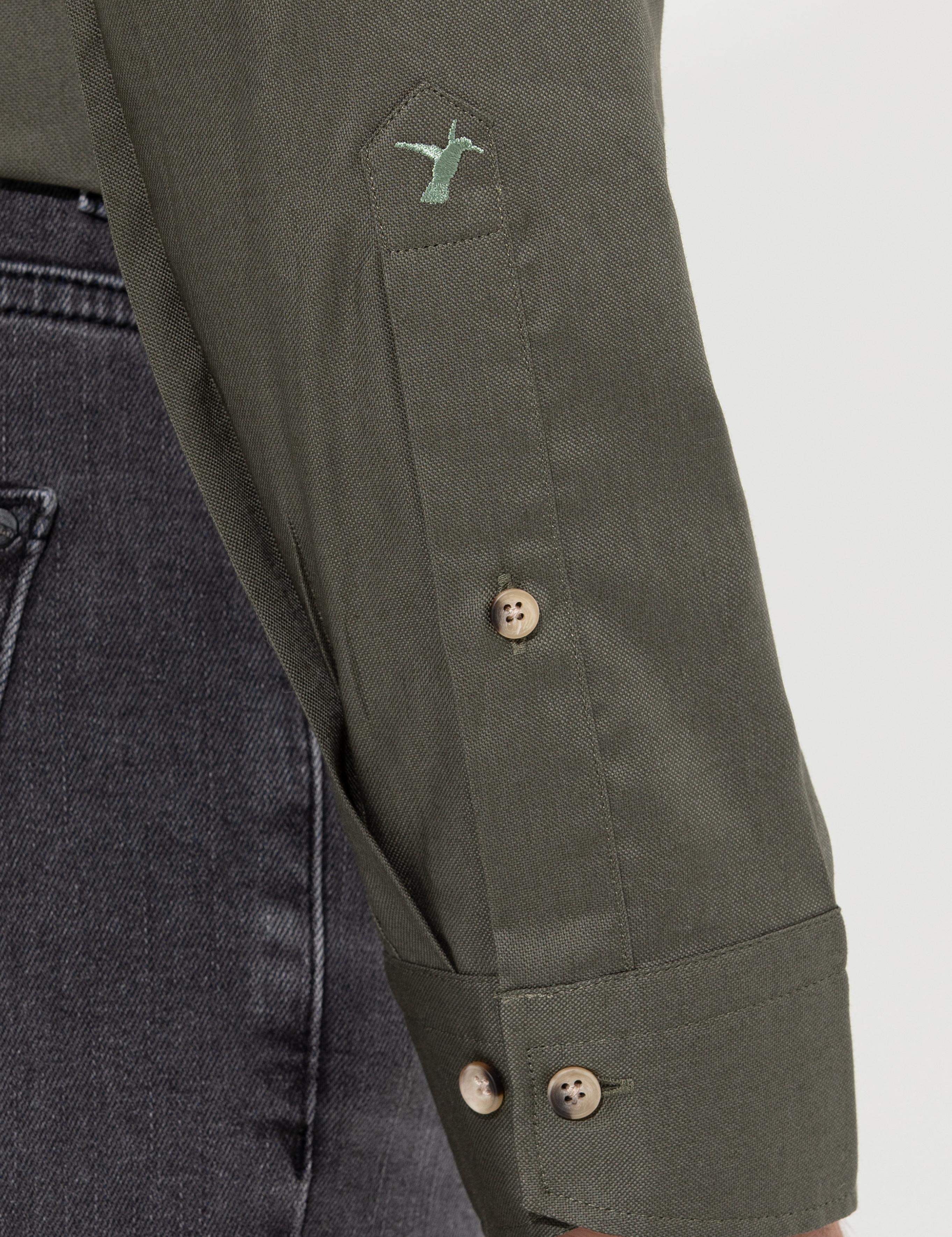 Koyu Haki Slim Fit Uzun Kollu Gömlek - 50250841214