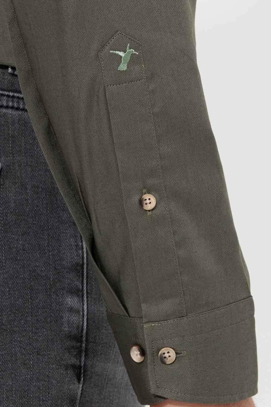 Koyu Haki Slim Fit Uzun Kollu Gömlek - 50250841214