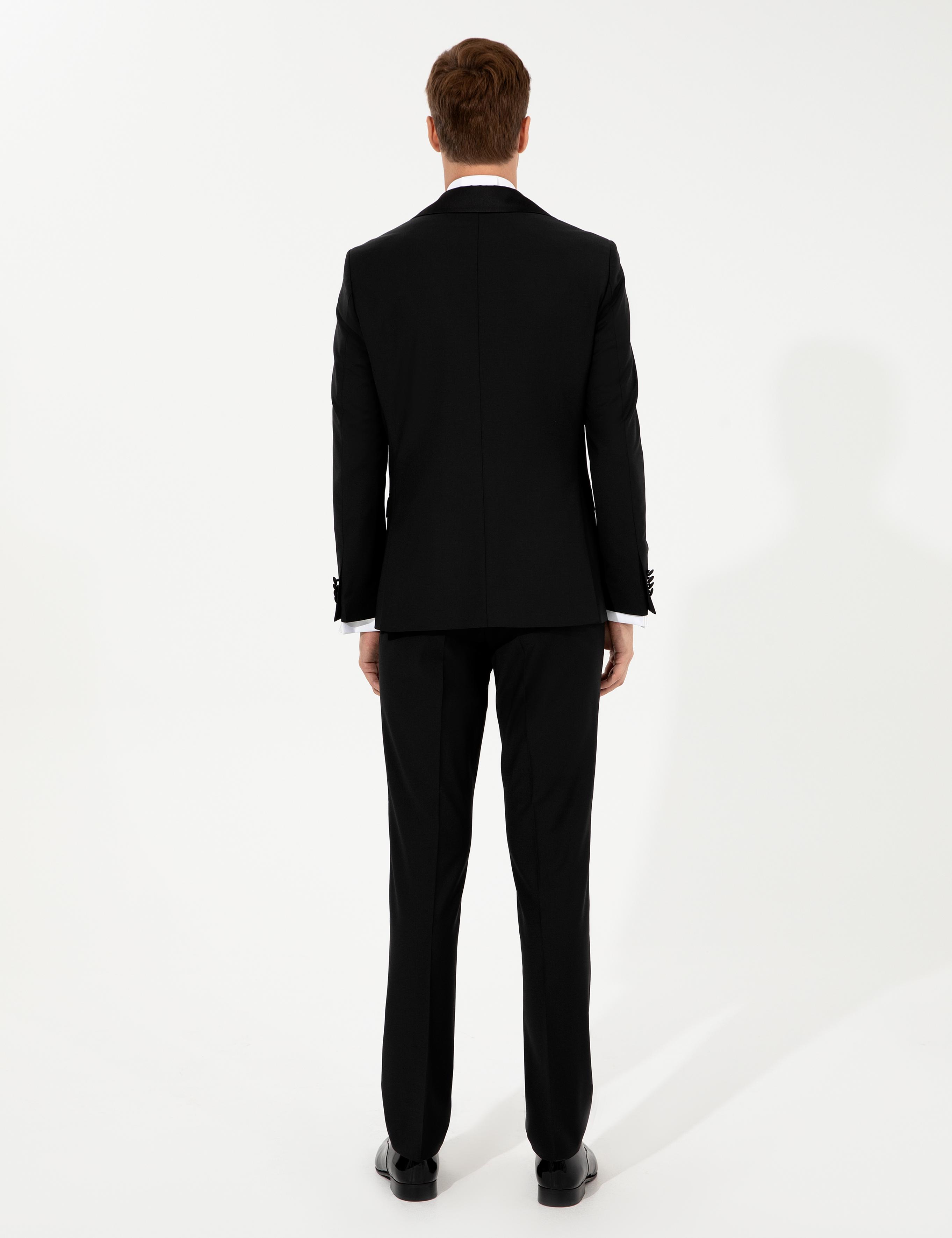 Siyah Slim Fit Smokin Damatlık - 50253616011