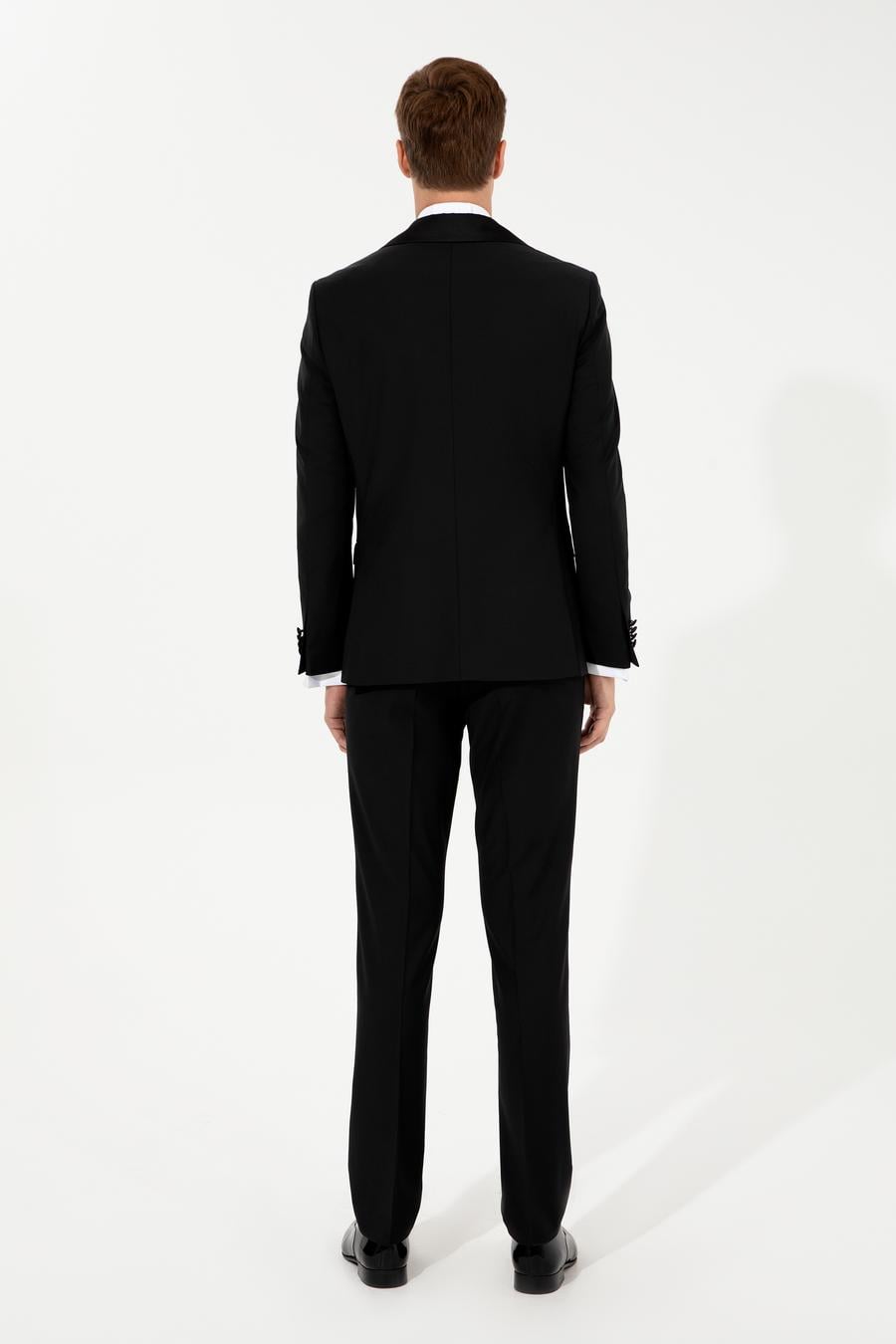 Siyah Slim Fit Smokin Damatlık - 50253616011