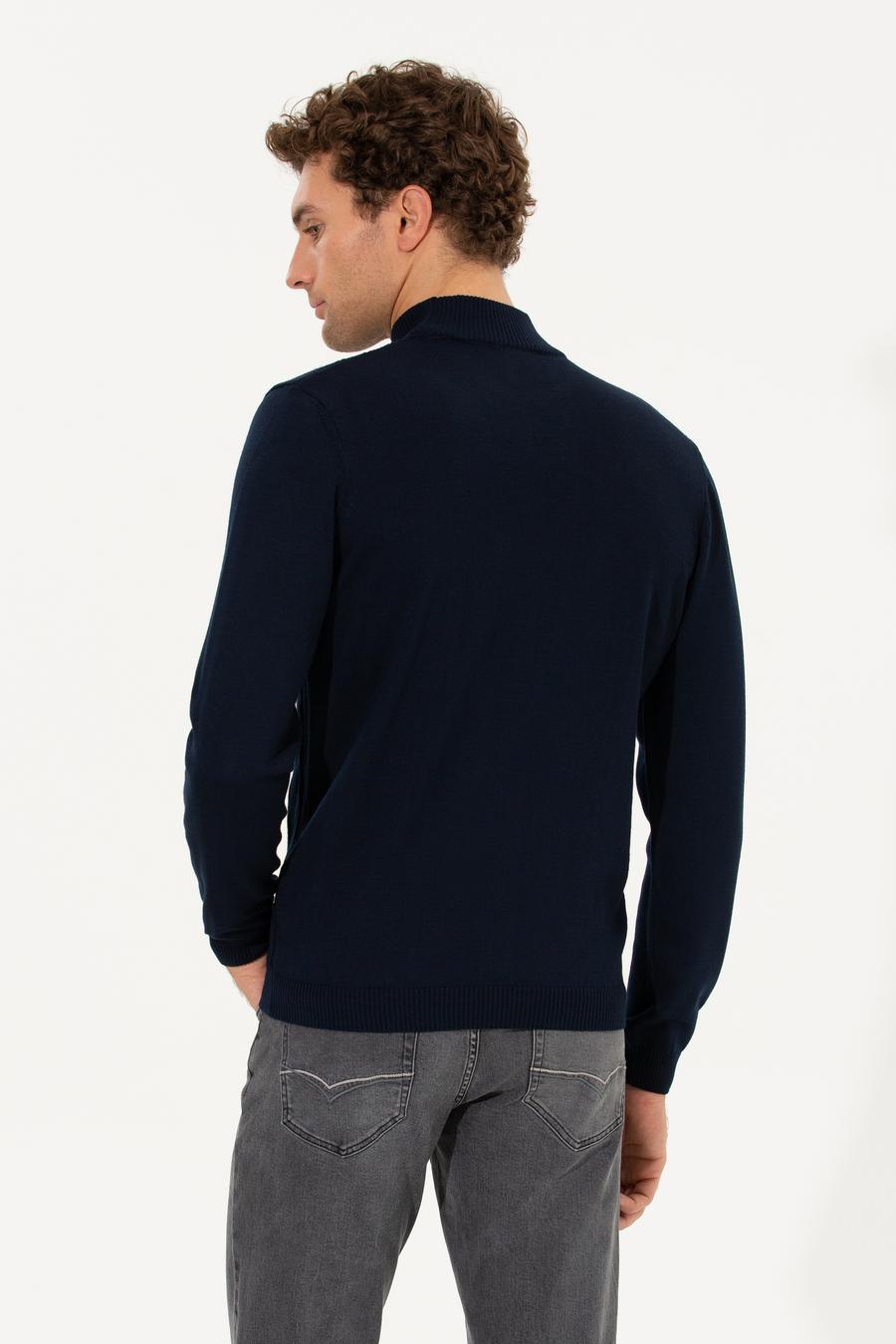Lacivert Slim Fit Yarım Balıkçı Triko Kazak - 50260300043