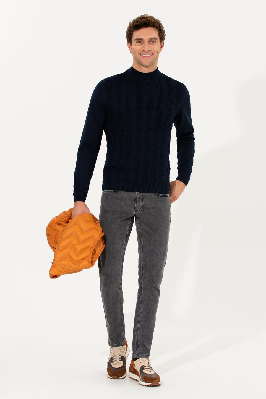 Lacivert Slim Fit Yarım Balıkçı Triko Kazak - 50260300043