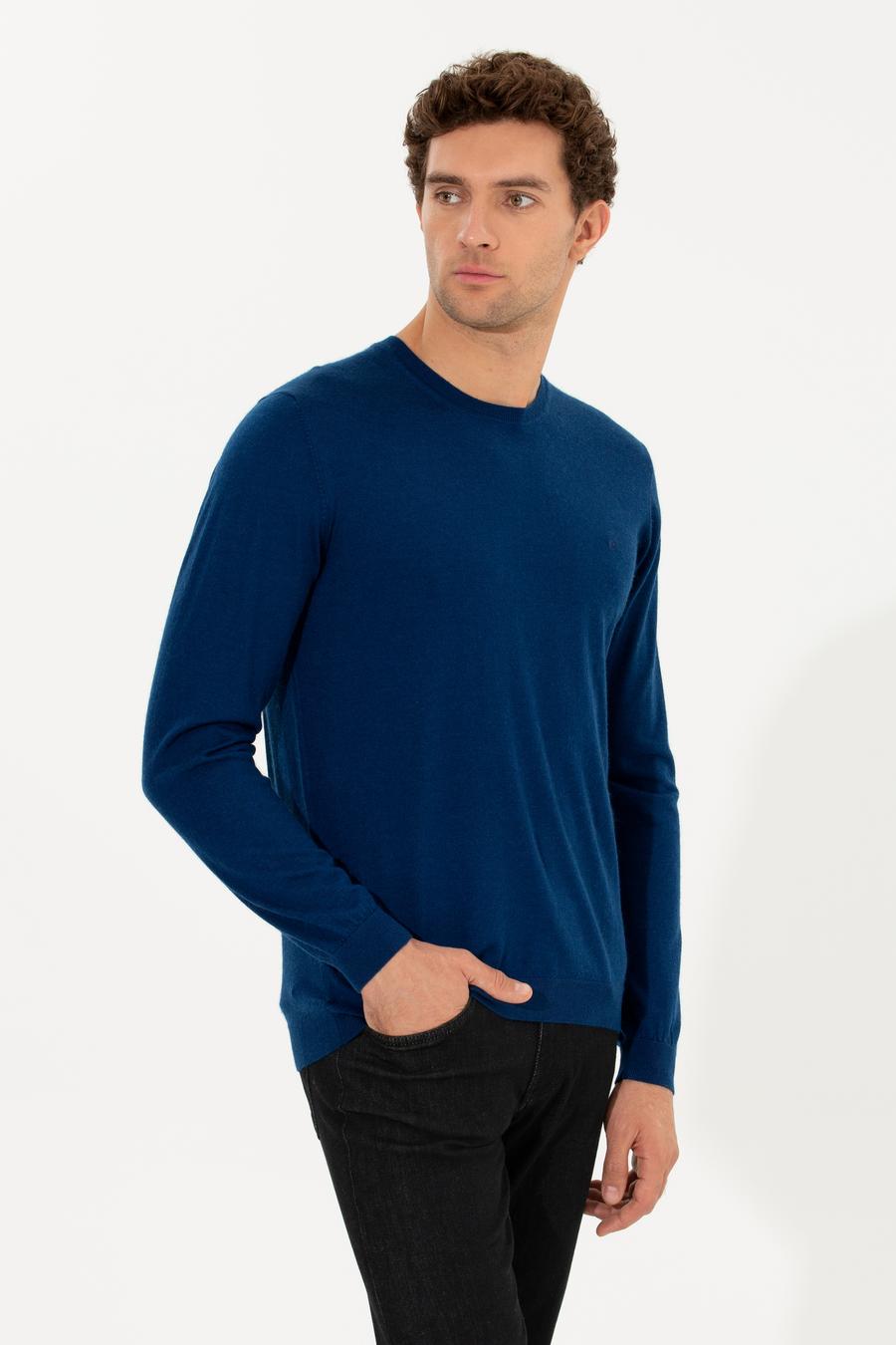 Sax Slim Fit Bisiklet Yaka Yün Kaşmir Karışımlı Triko Kazak - 50260321003