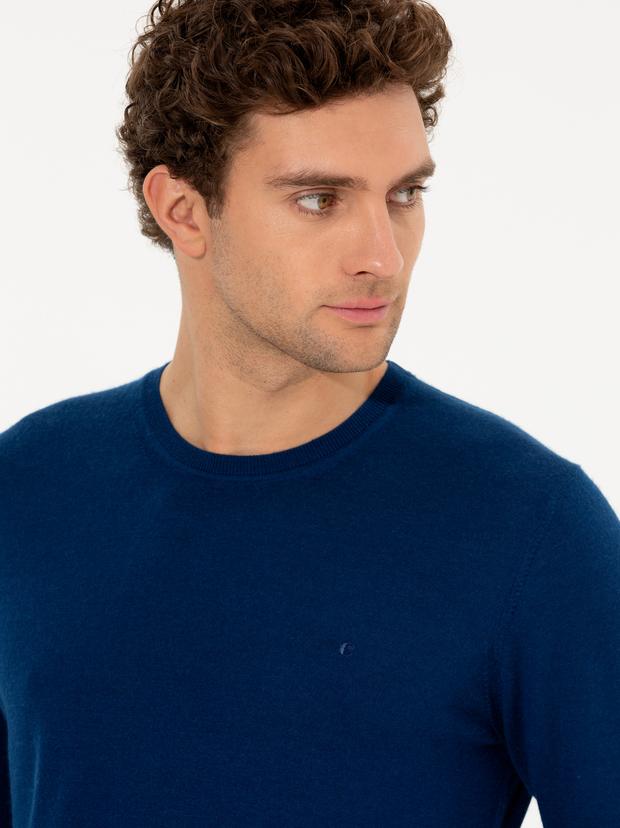 Sax Slim Fit Bisiklet Yaka Yün Kaşmir Karışımlı Triko Kazak