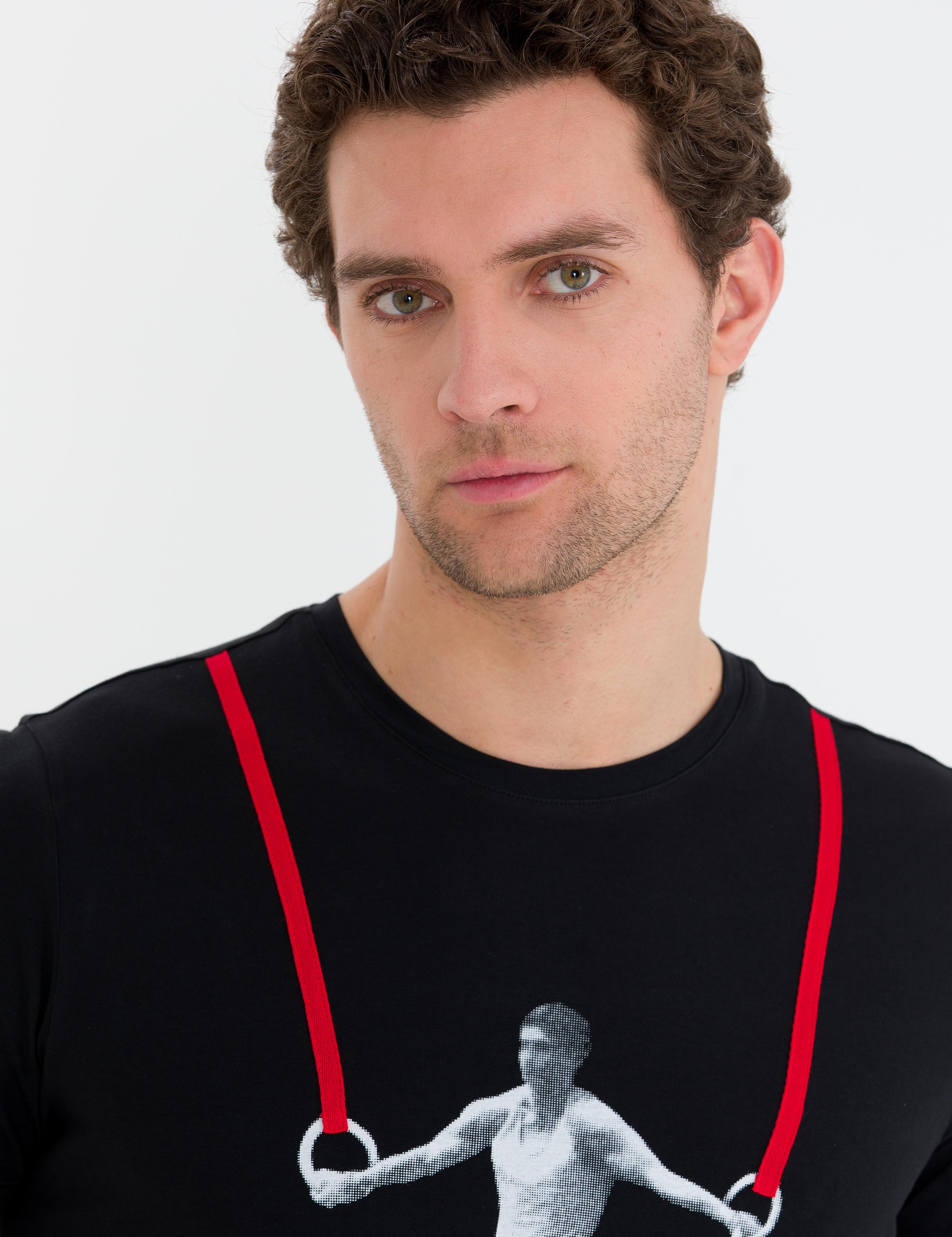 Siyah Bisiklet Yaka Slim Fit T-Shirt - 50265409028