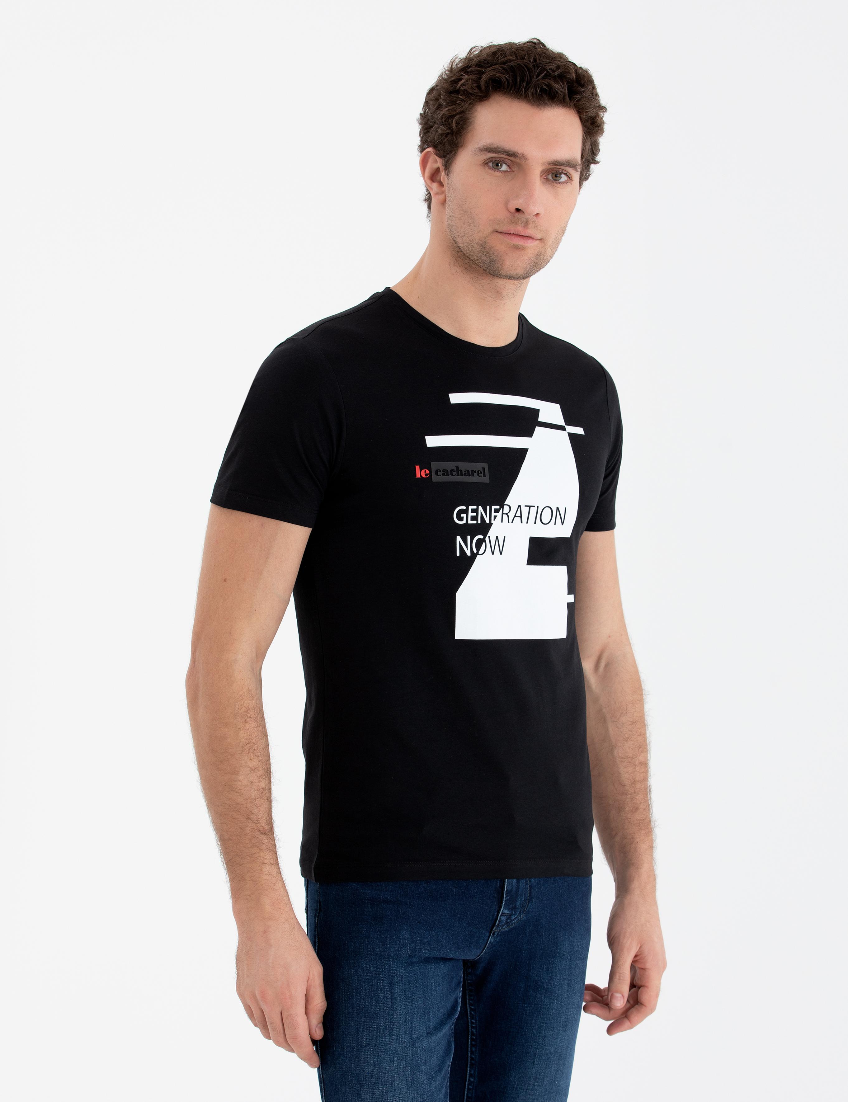 Siyah Bisiklet Yaka Slim Fit T-Shirt - 50265418024