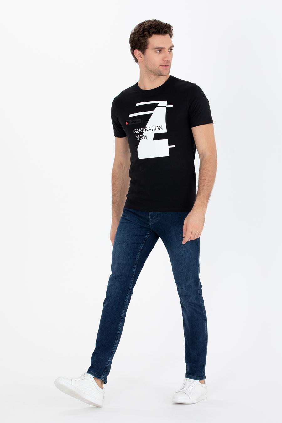 Siyah Bisiklet Yaka Slim Fit T-Shirt - 50265418024