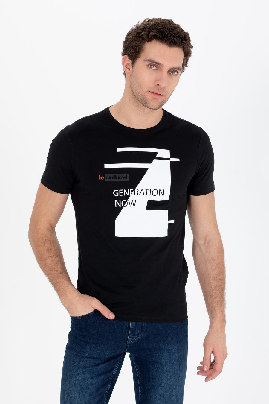 Siyah Bisiklet Yaka Slim Fit T-Shirt - 50265418024