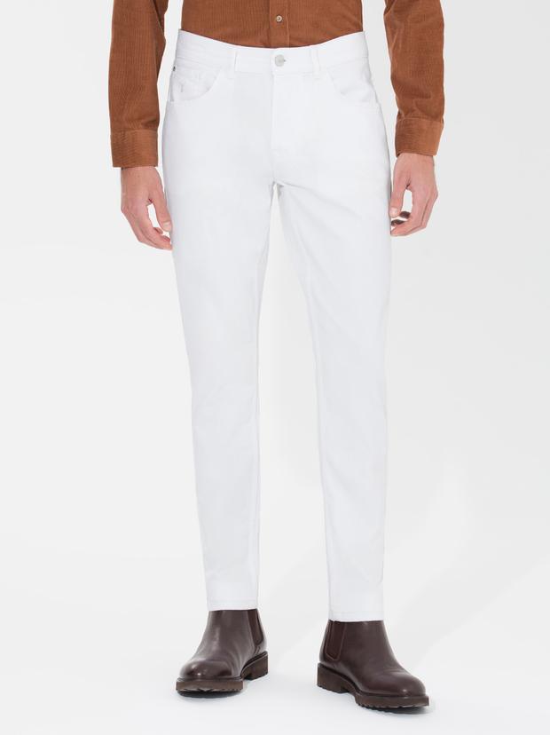 Beyaz Slim Fit Jean Pantolon