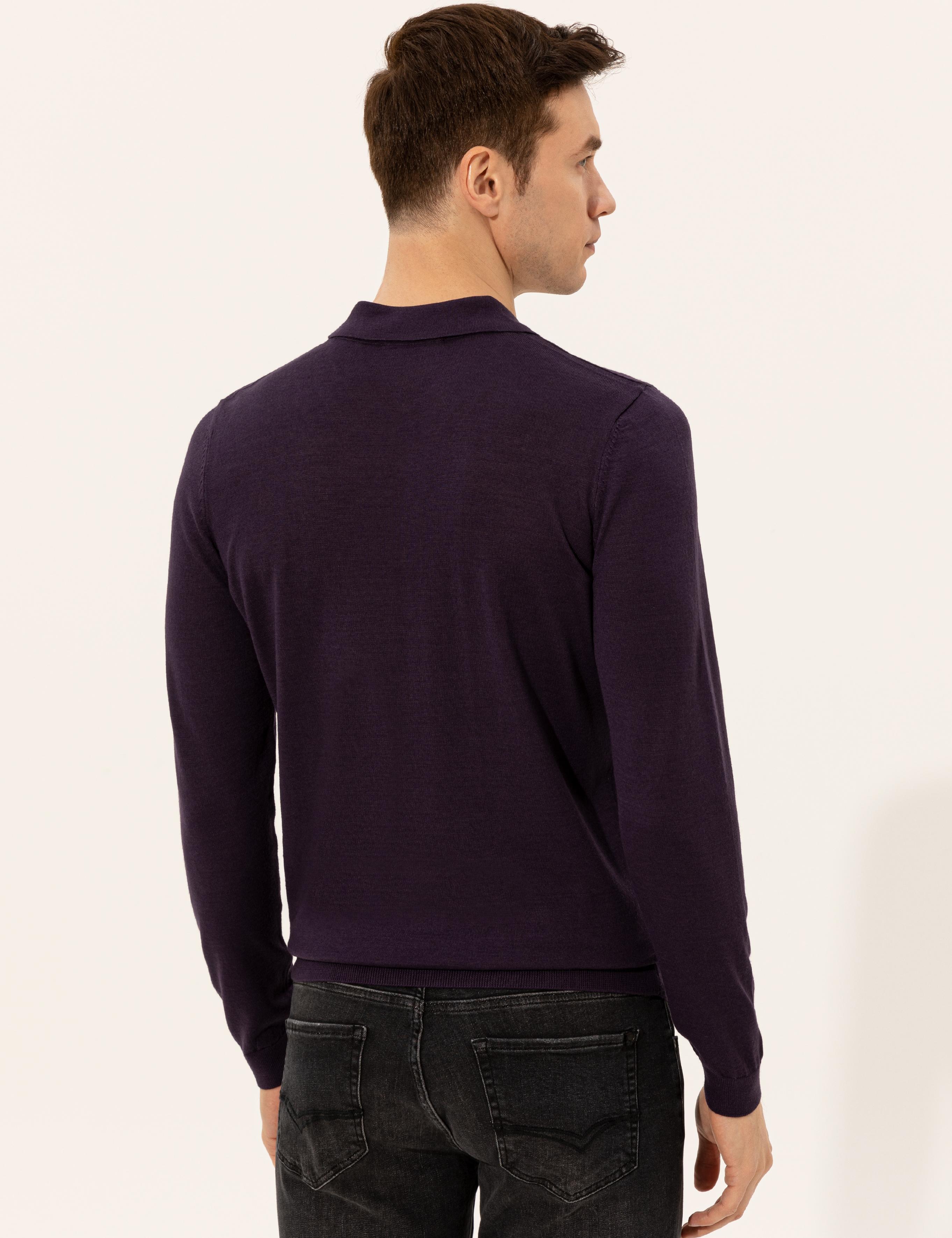 Mor Slim Fit Polo Yaka Basic Triko Kazak - 50237054057