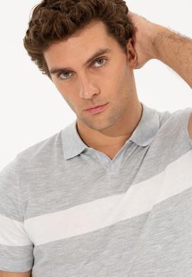 Açık Gri Slim Fit Polo Yaka Triko T-Shirt
