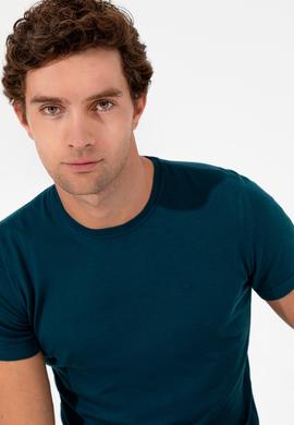 Petrol Slim Fit Bisiklet Yaka Triko T-shirt