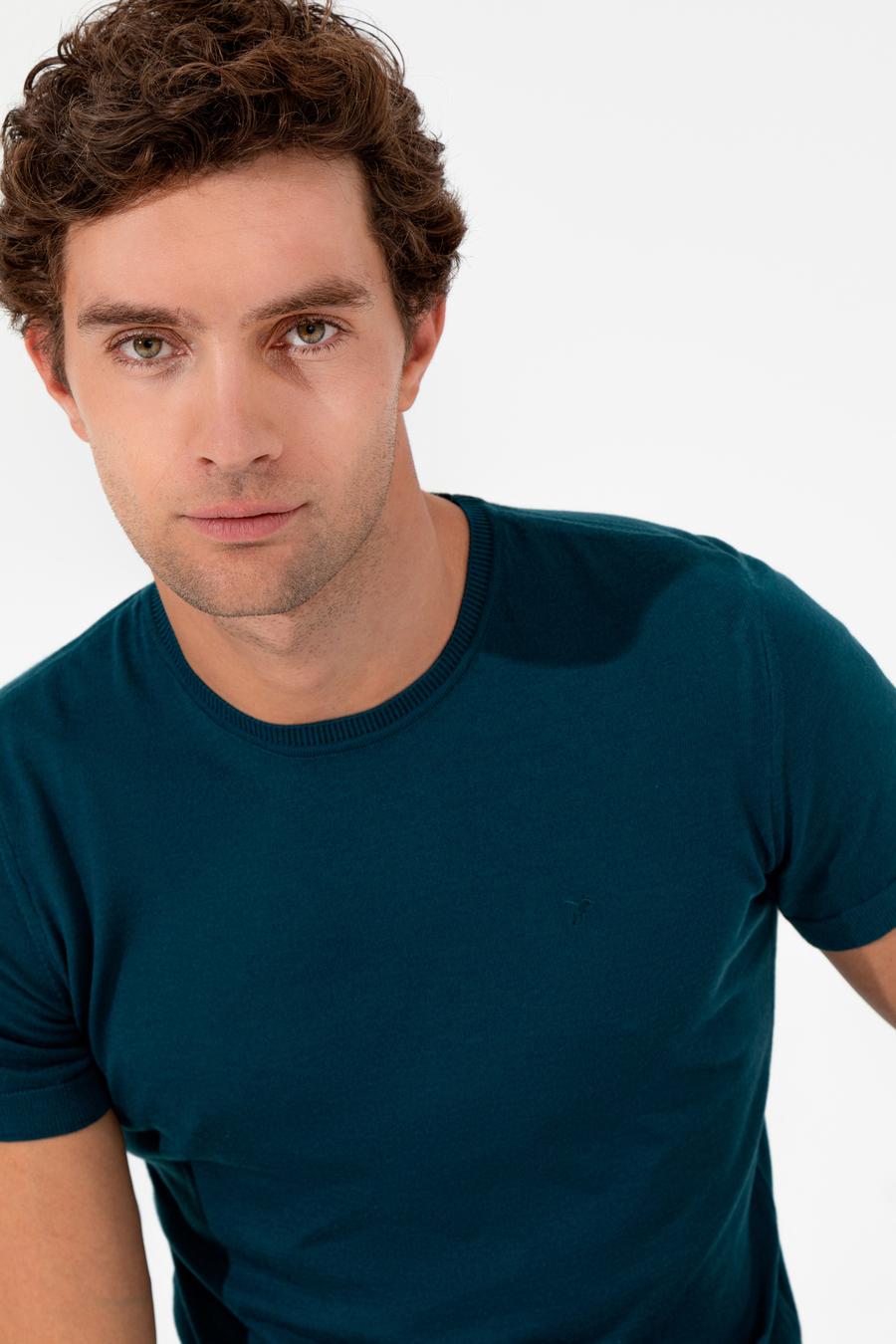 Petrol Slim Fit Bisiklet Yaka Triko T-shirt - 50249549169