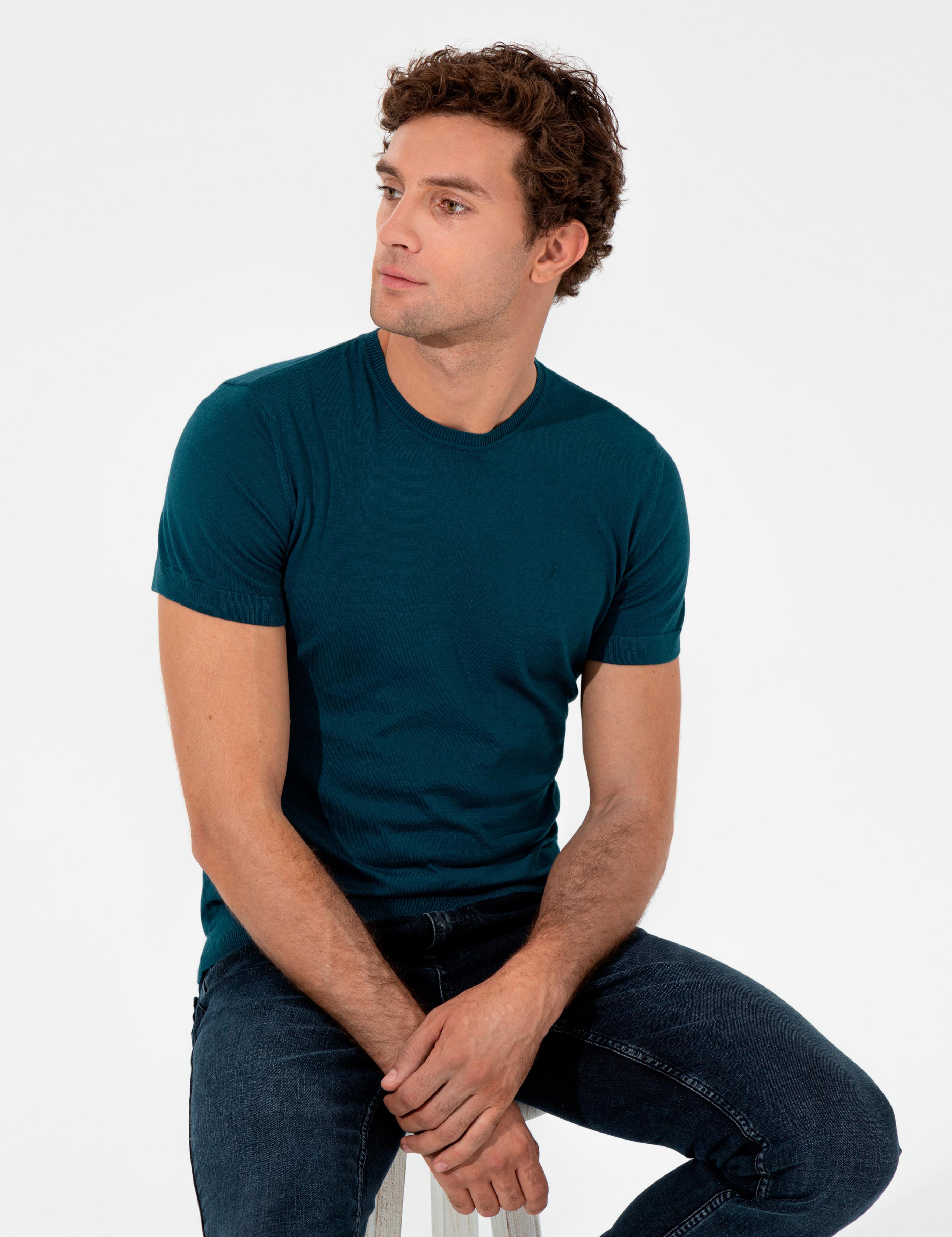 Petrol Slim Fit Bisiklet Yaka Triko T-shirt - 50249549169