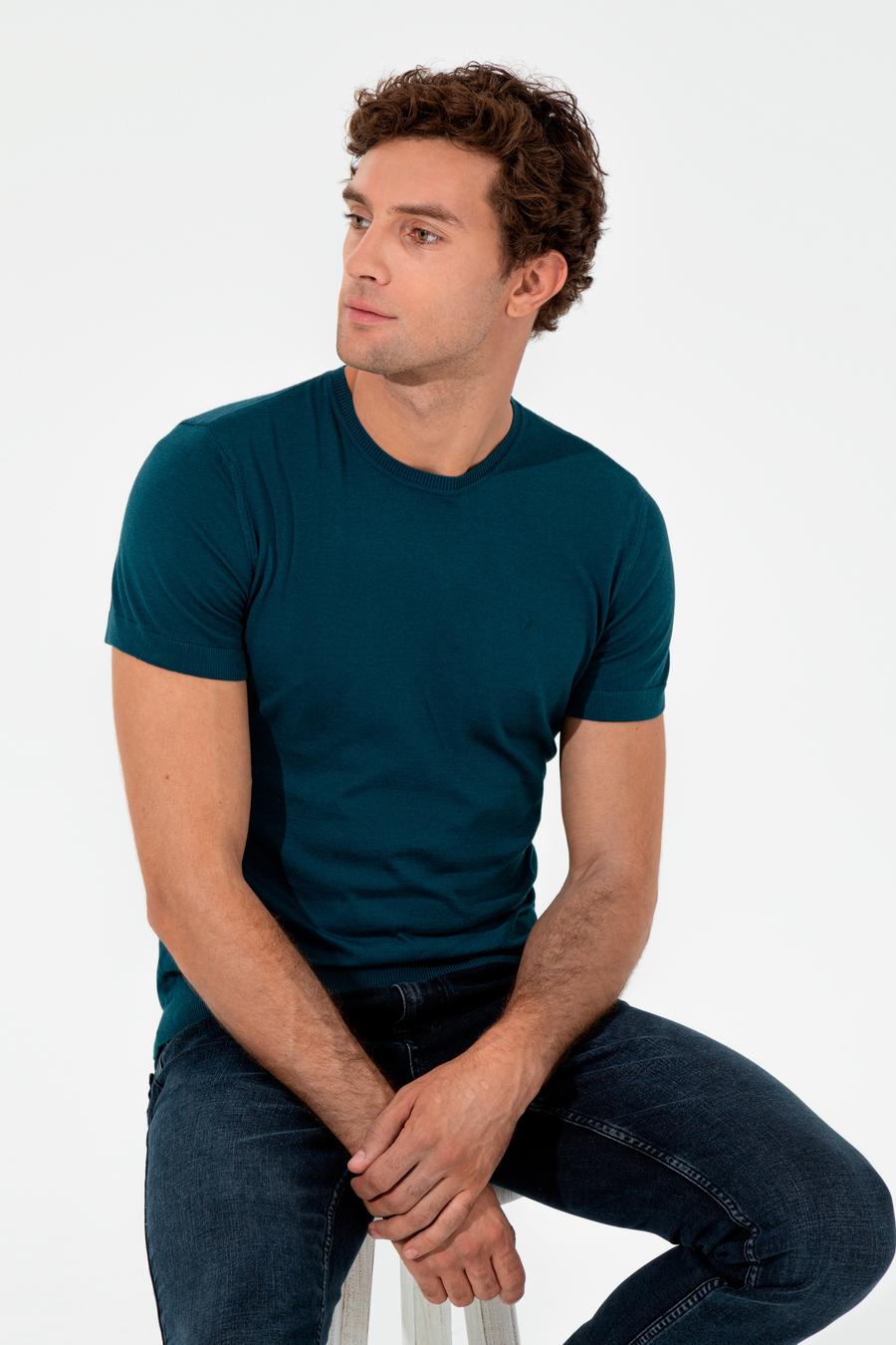 Petrol Slim Fit Bisiklet Yaka Triko T-shirt - 50249549169