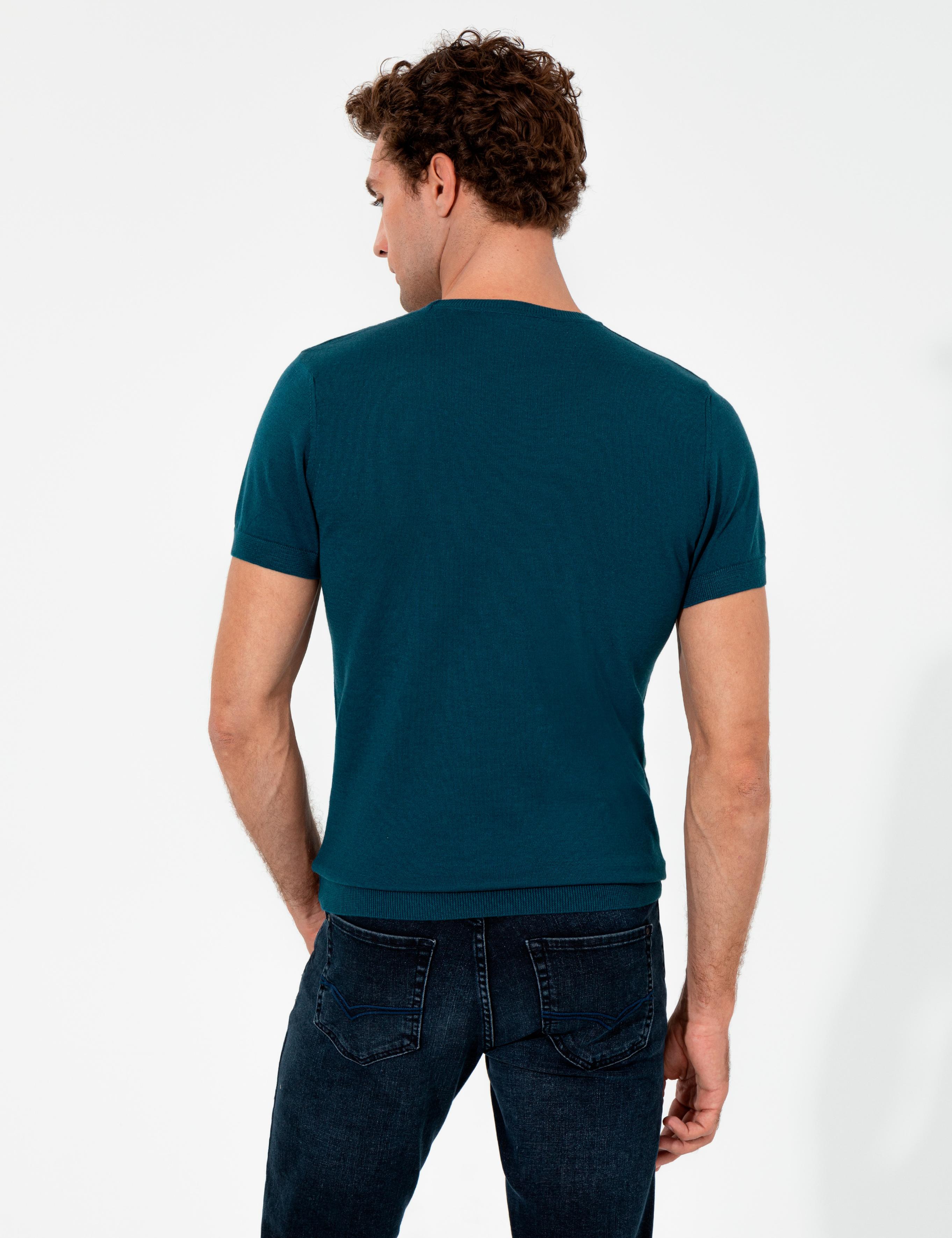 Petrol Slim Fit Bisiklet Yaka Triko T-shirt - 50249549169