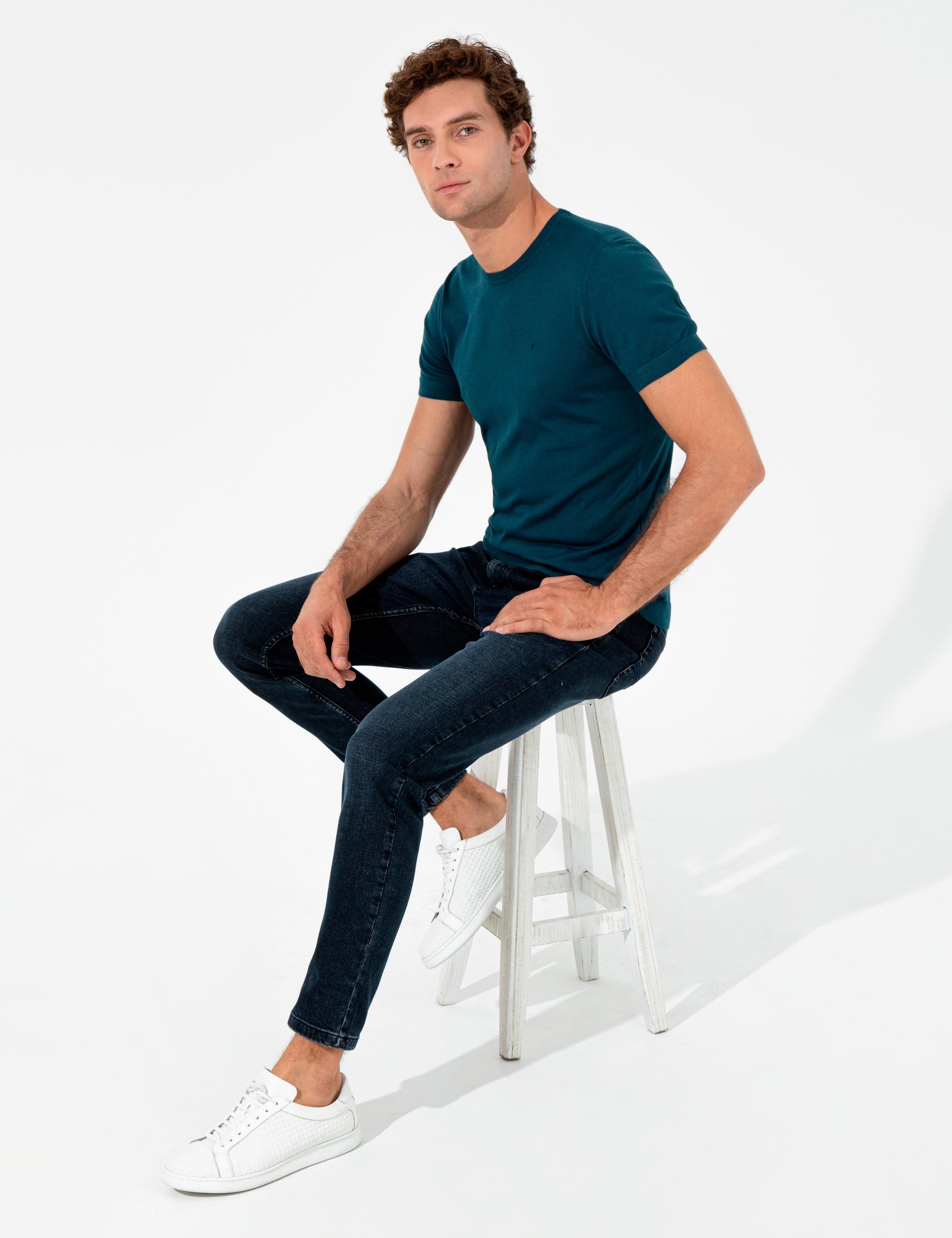 Petrol Slim Fit Bisiklet Yaka Triko T-shirt - 50249549169